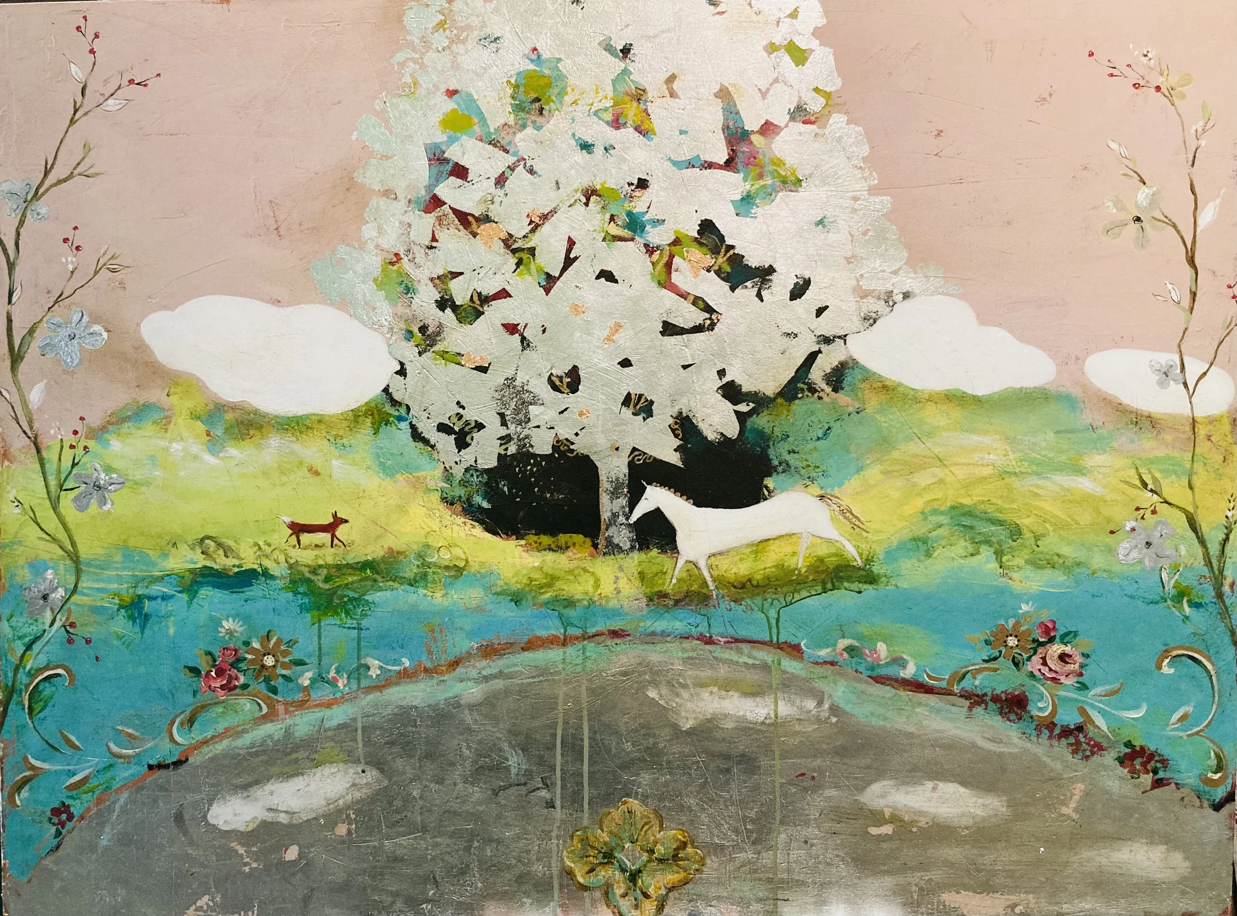 White Horse by the Silver Pond