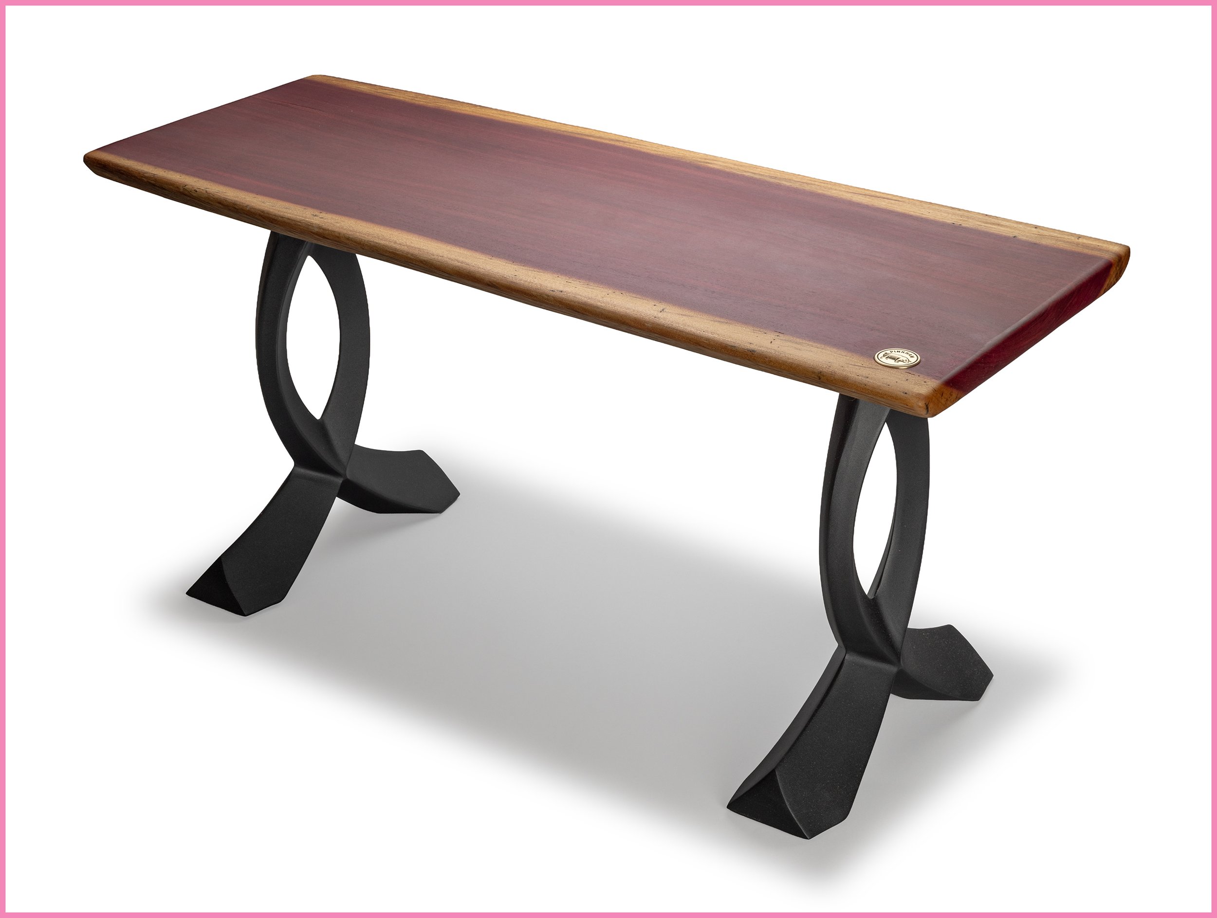 Live edge bench, purple heart, 36"w x 15"D x 18"H