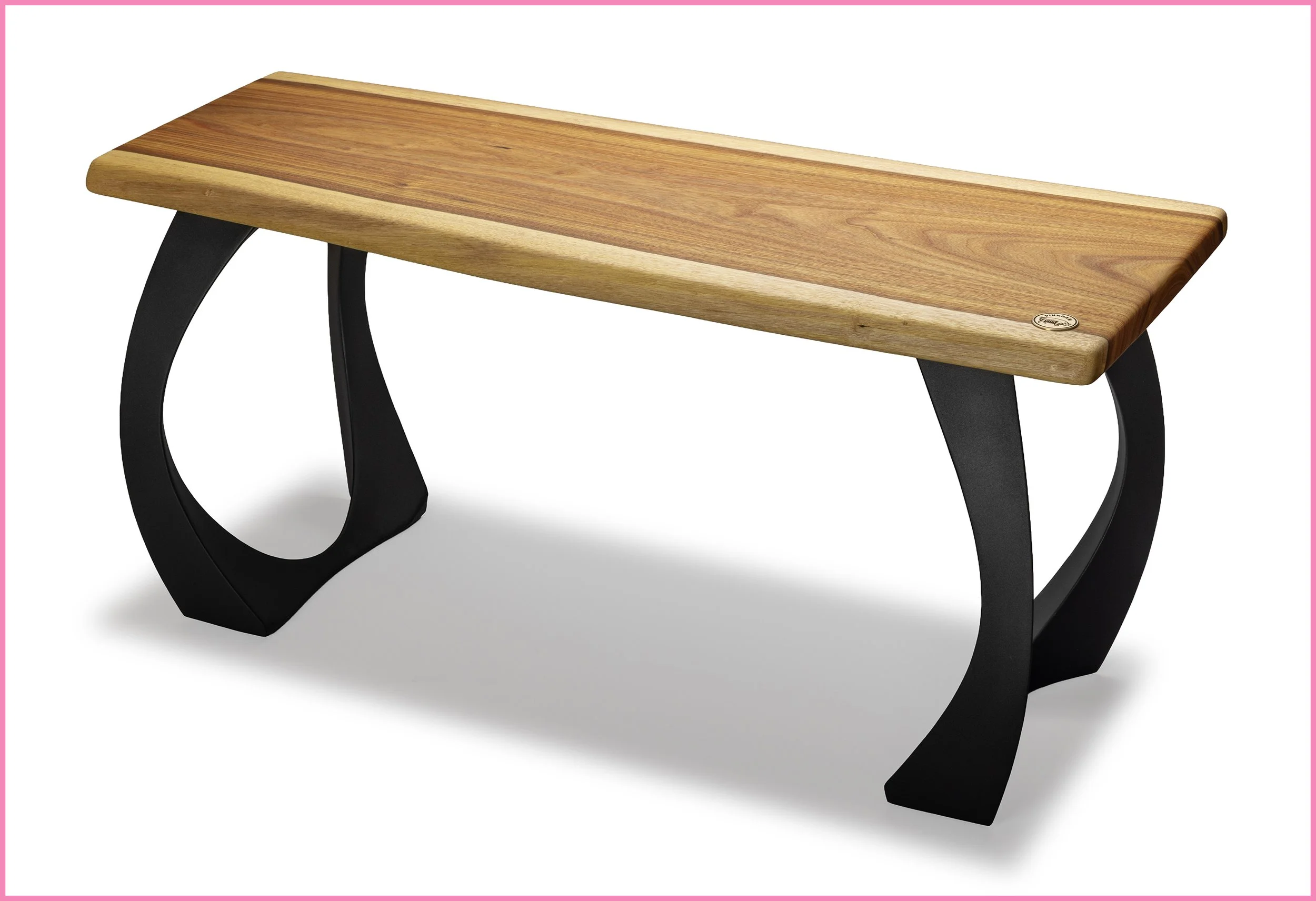 Live edge bench, canarywood, 37"w x 14.5"D x 18"H