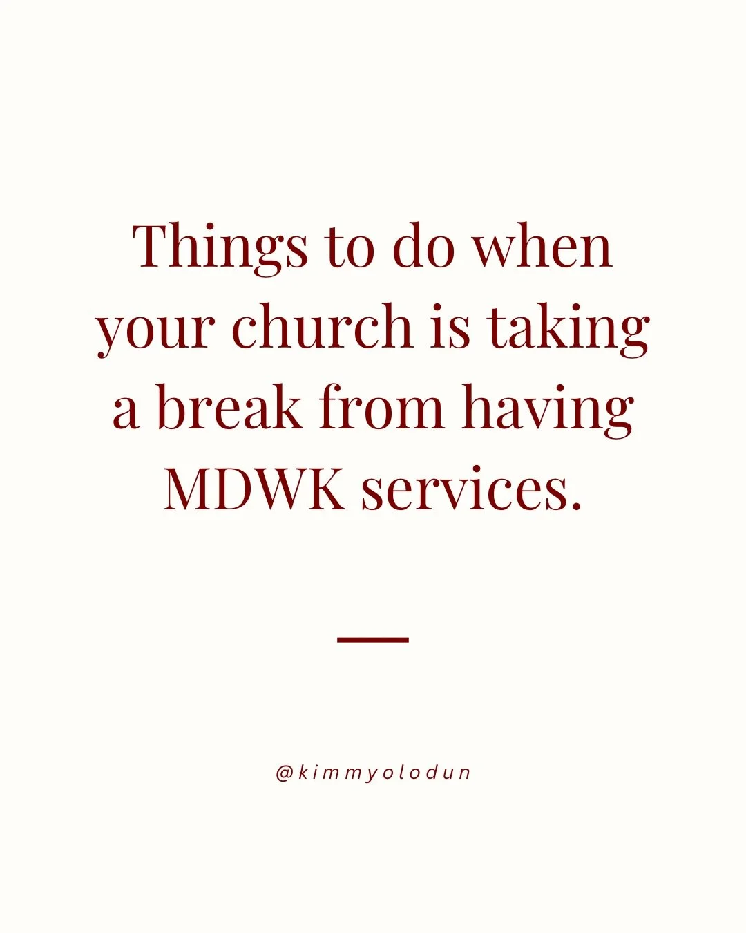 A pause on midweek services gives your leaders an opportunity to rest, reset, and receive a fresh outpouring from God. 

While they do that, you can do this:

1) Pray for the staff and volunteers, spiritual warfare is real. They can definitely be ble