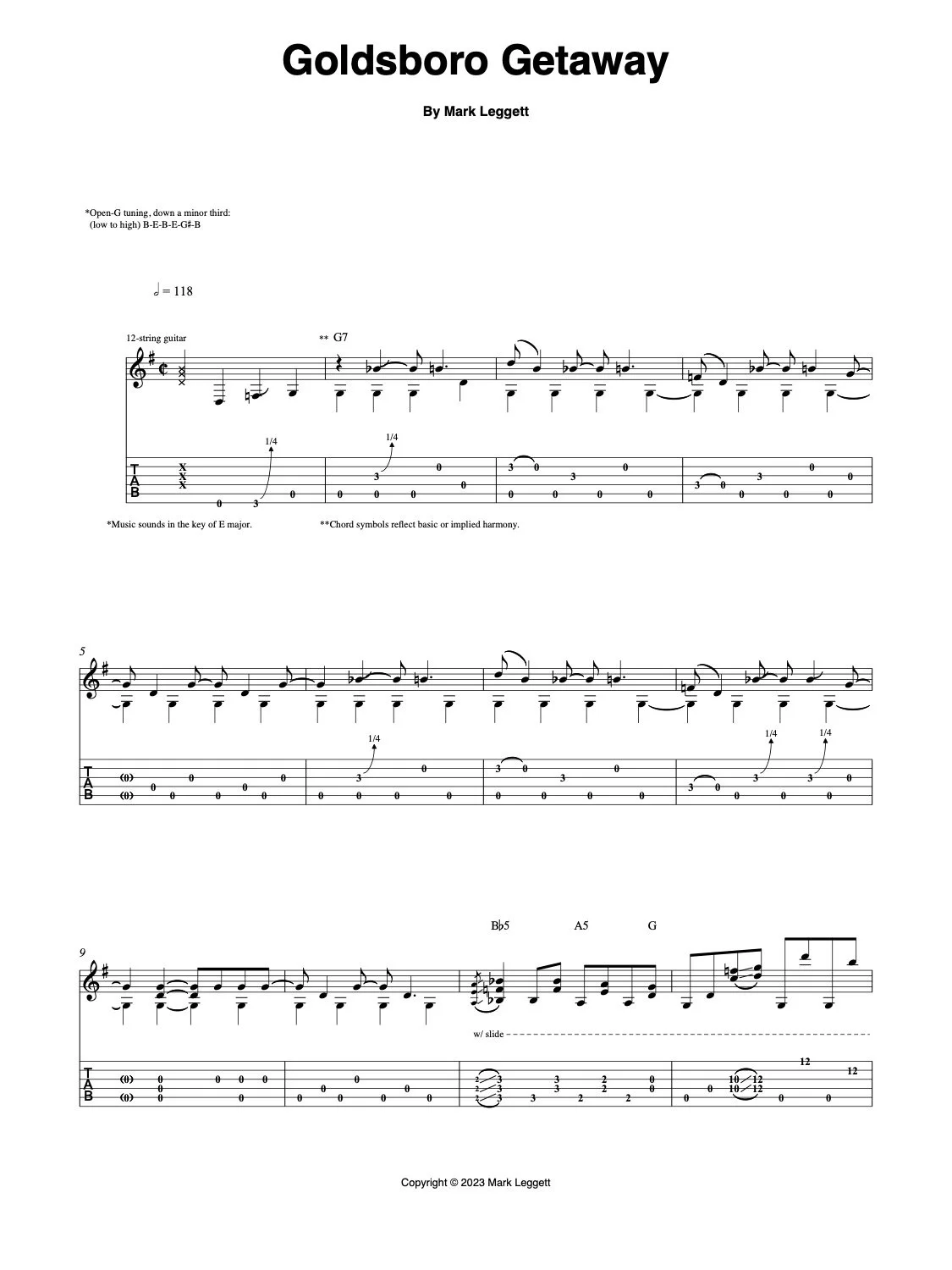 Transcription "Goldsboro Getaway" solo guitar