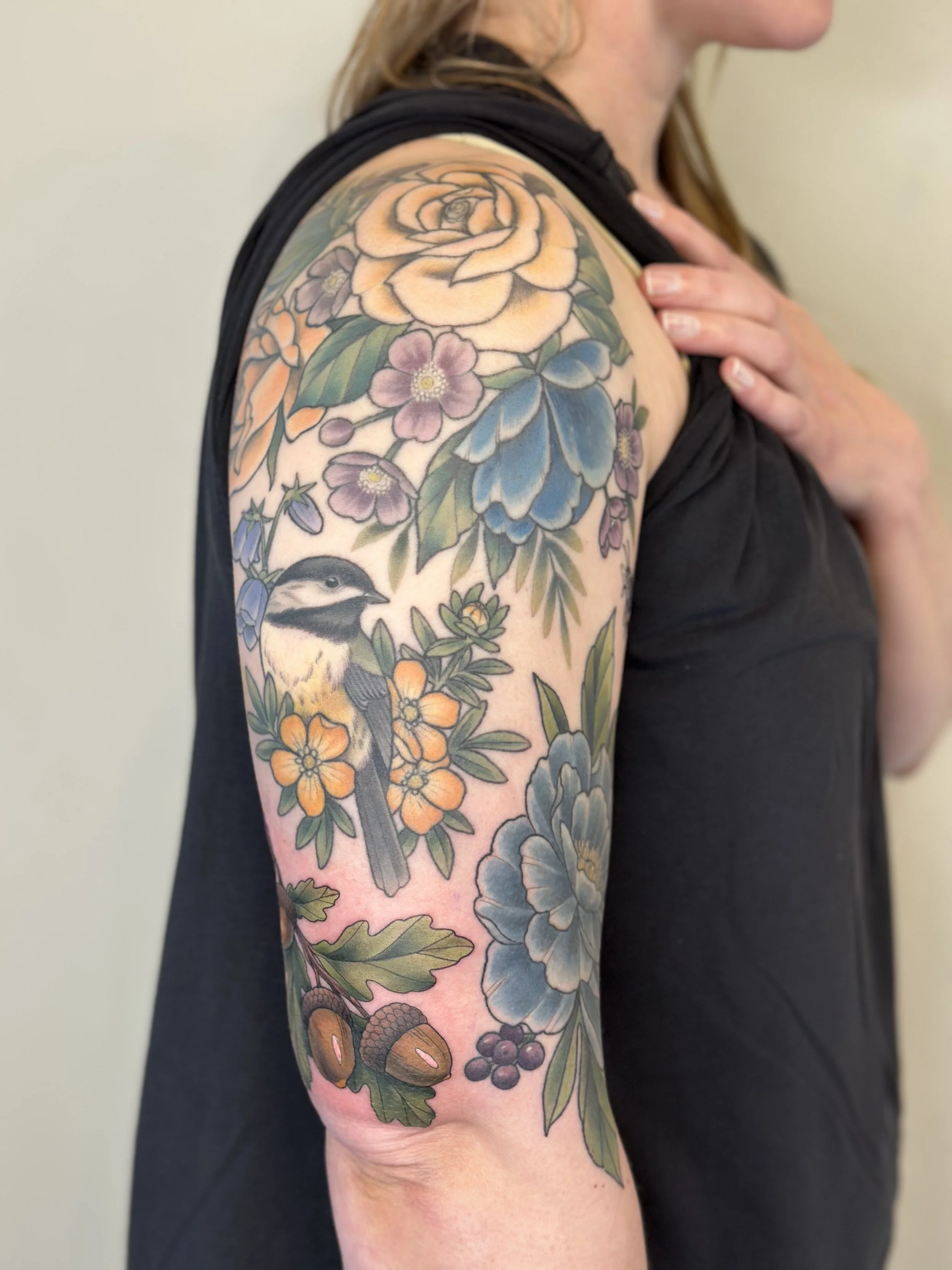 Patchwork half sleeve of piece done over a few years.