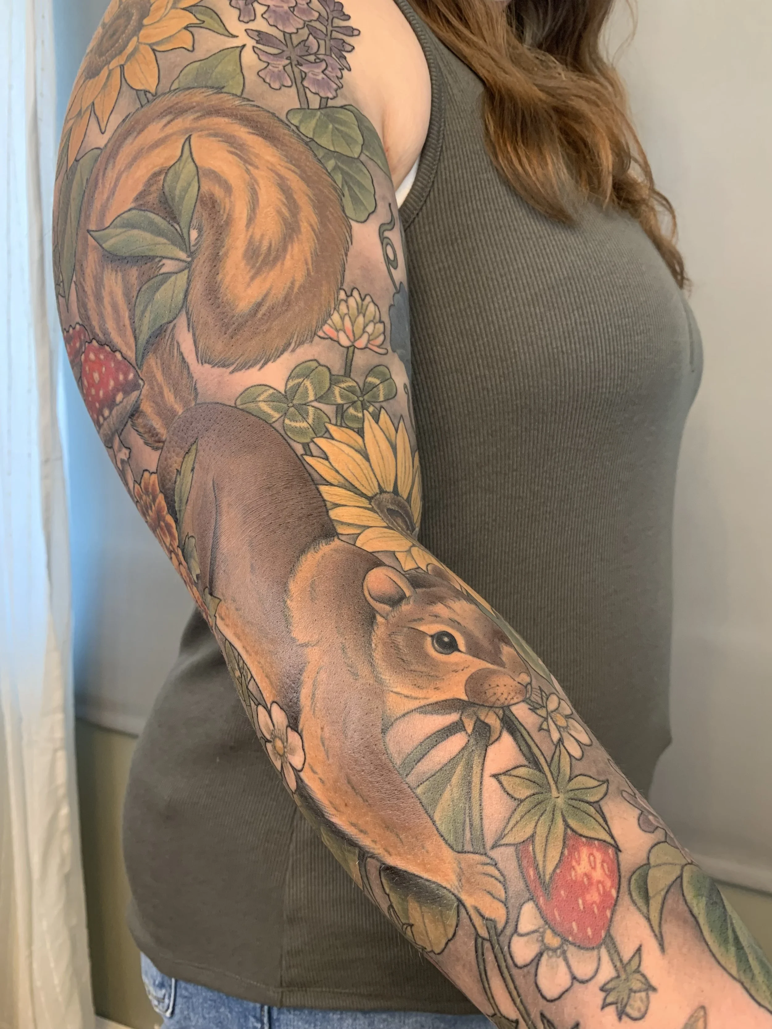 Garden squirrel sleeve. After touch ups.