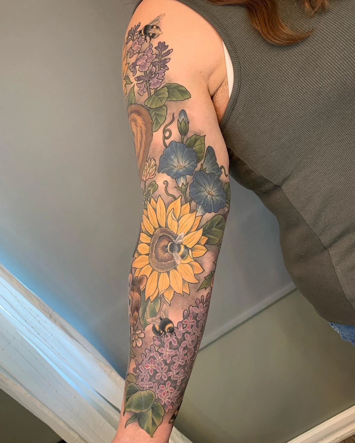 Garden squirrel sleeve. After touch ups.