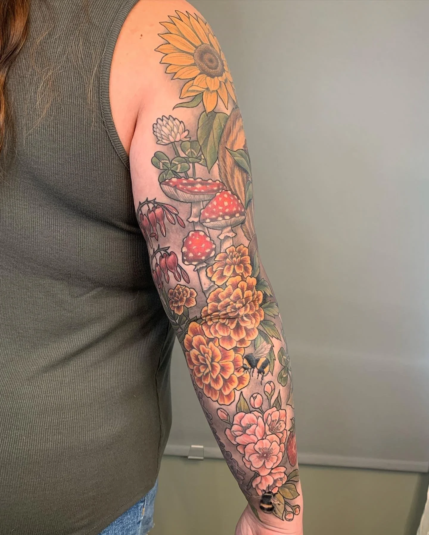 Garden squirrel sleeve. After touch ups.