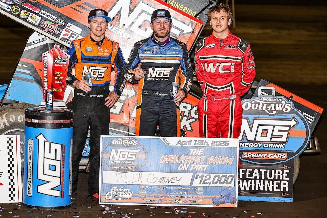 Emerson Charges to Runner-Up Finish at Tri-State Speedway with World of Outlaws