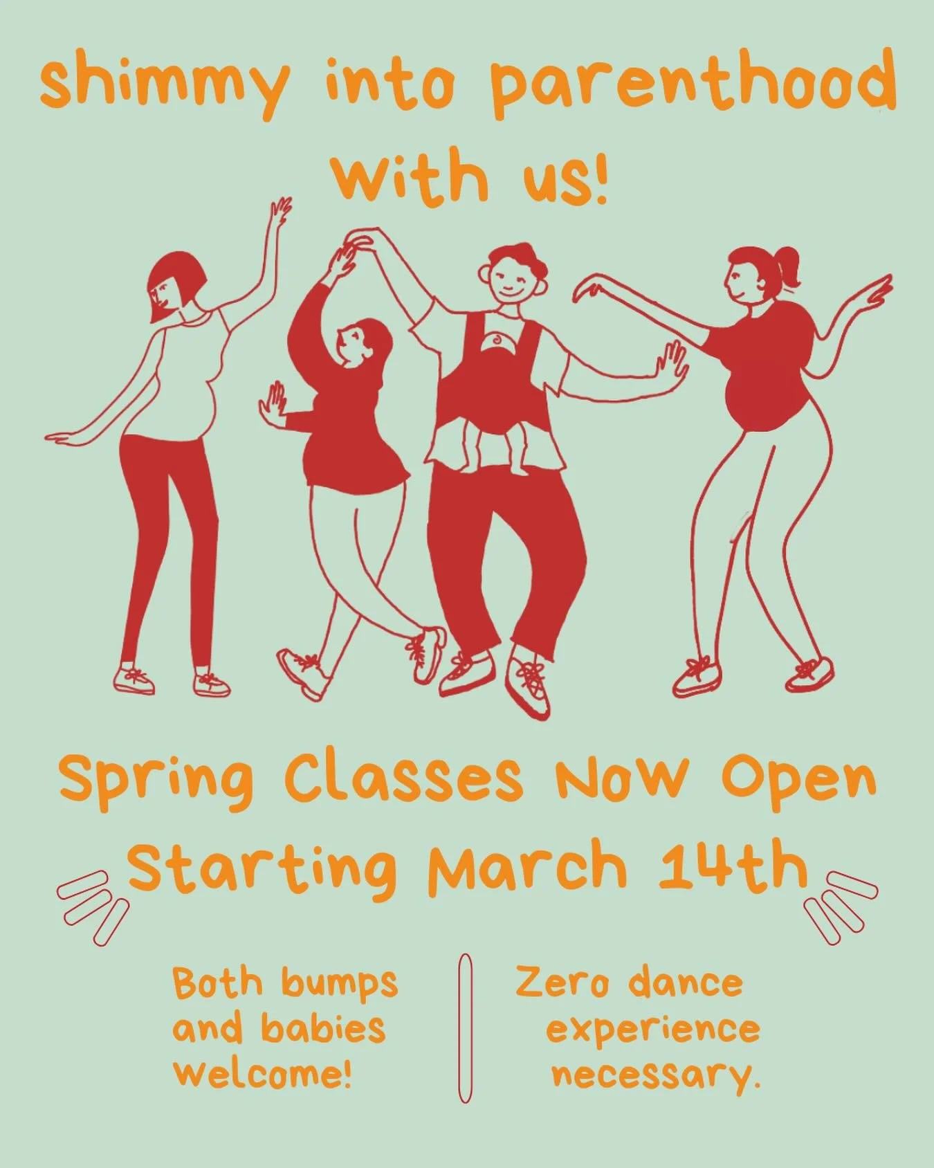 CORRECTION: CLASSES STARTING MARCH 14th! It might be cold outside, but our Spring class schedule is just warming up. 

Join us at BAX Studios in Park Slope for pregnancy, postpartum, and baby-carrying classes. Come shake off the chill with us.

Regis
