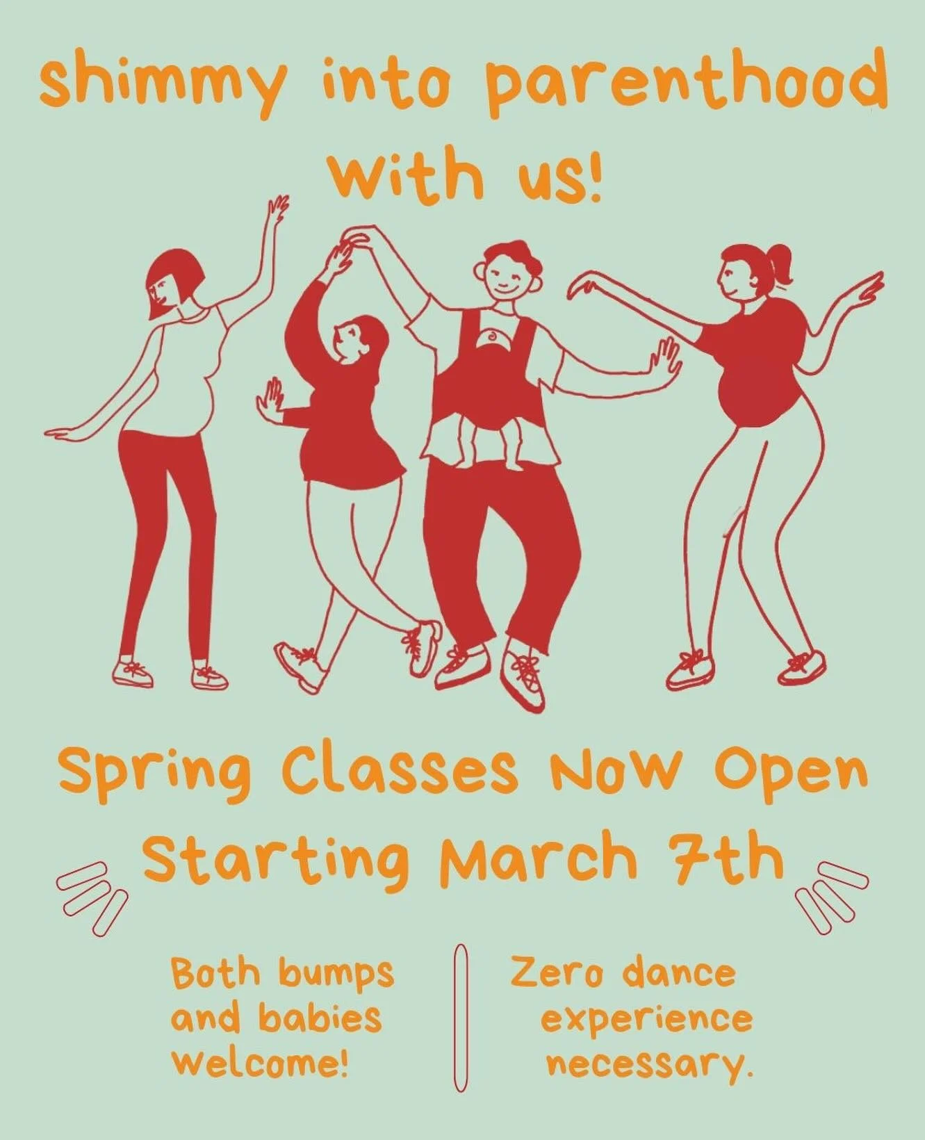 CORRECTION: CLASSES STARTING MARCH 14th. It might be cold outside, but our Spring class schedule is just warming up. 

Join us at BAX Studios in Park Slope for pregnancy, postpartum, and baby-carrying classes. Come shake off the chill with us.

Regis