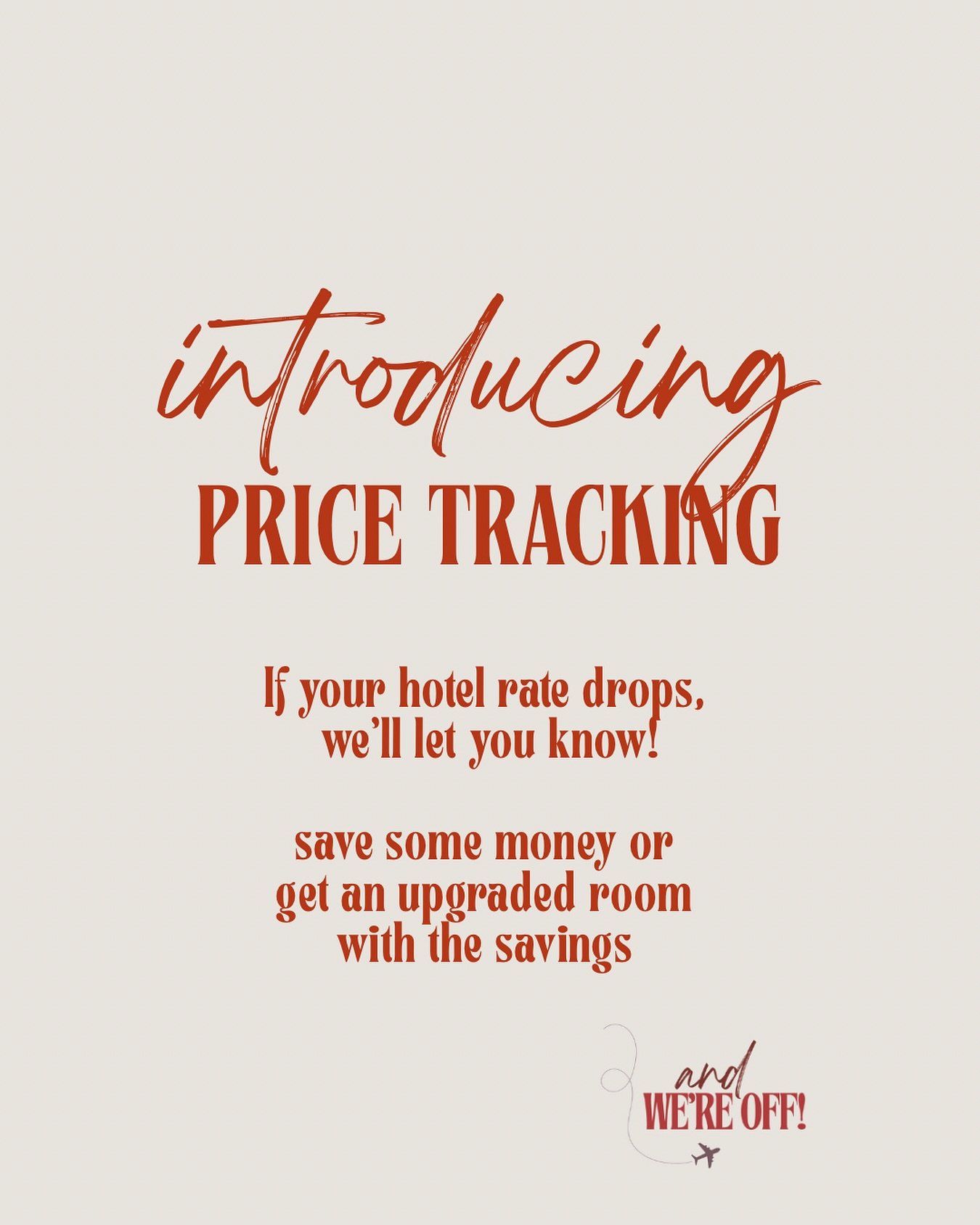 Introducing: PRICE TRACKING 💰✨ 

Book hotels with @and__were__off and we&rsquo;ll monitor your refundable night rates. If they drop in price, we can rebook you at a lower cost or use your savings to upgrade your room, win-win 💵✨

#luxurytravel #tra