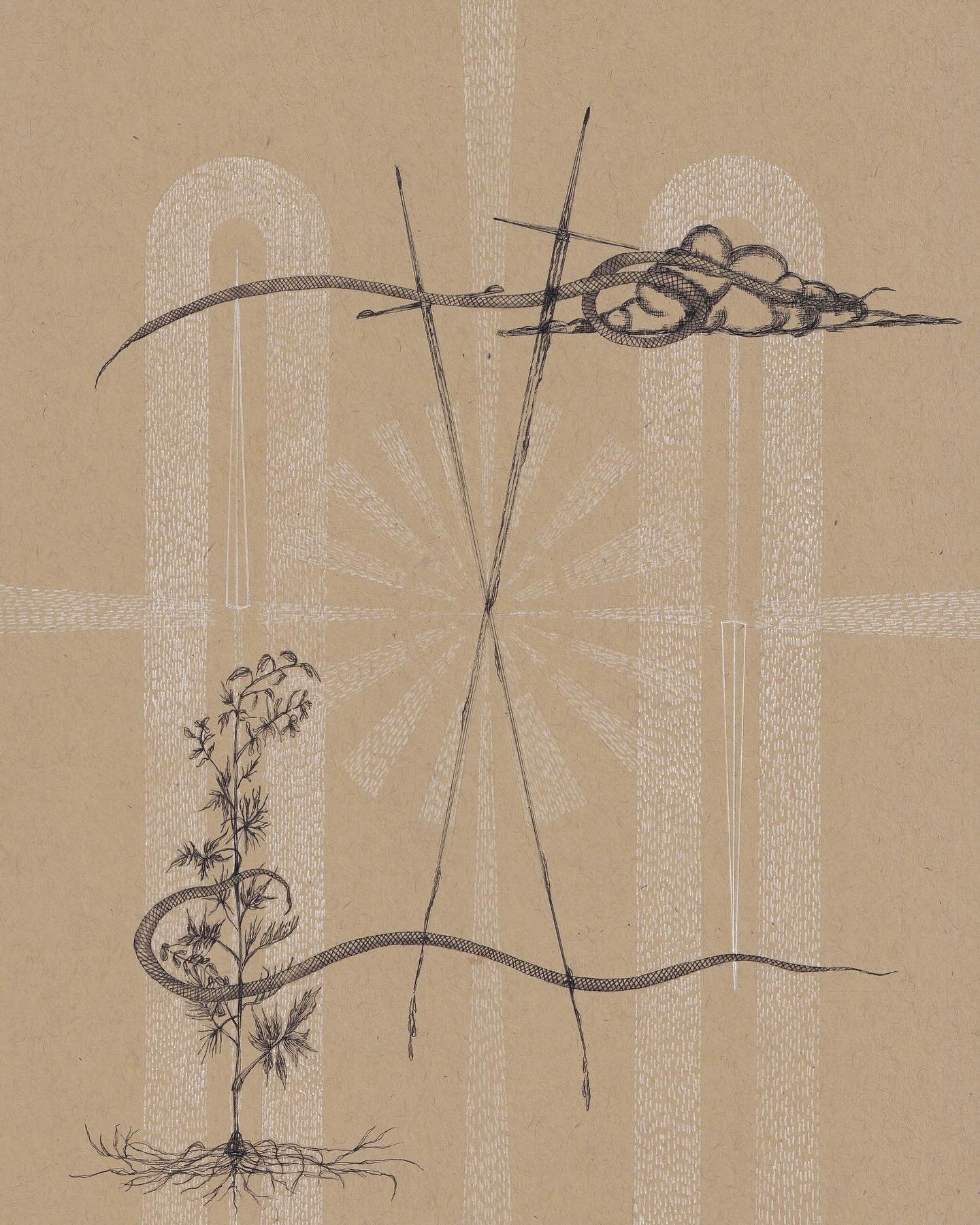 Primordial Nectar

Aconitum, a sole misty cloud, headless serpents, penetrating wands, moving energy, and swords dripping in their nectar.
.
.
.
#annierosenberg #blackhausart #elementsof