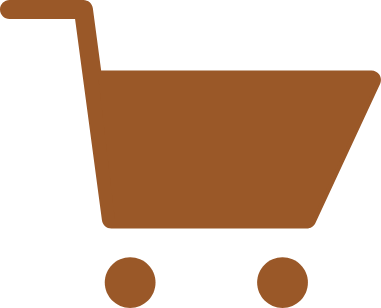 Simple brown shopping cart icon.