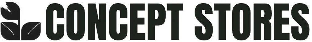 Logo for Concept Stores featuring a leaf icon.