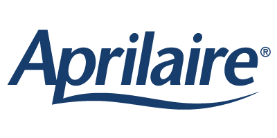 The Aprilaires logo with the text 'Aprilaires' in blue and a curved line underneath.