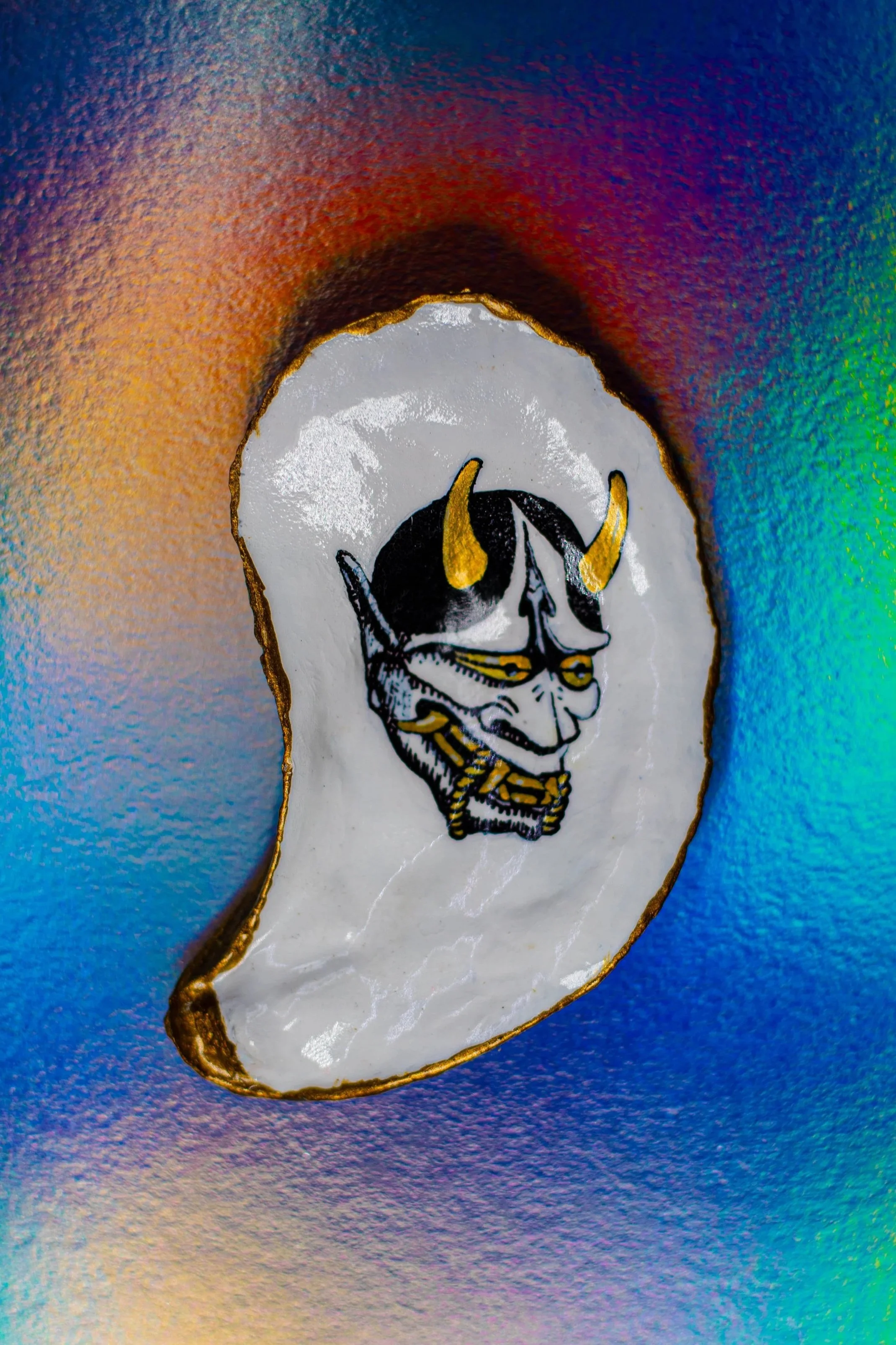 HANNYA (I) - Acrylic on Oyster Shell - ONE OF ONE, Hand Painted