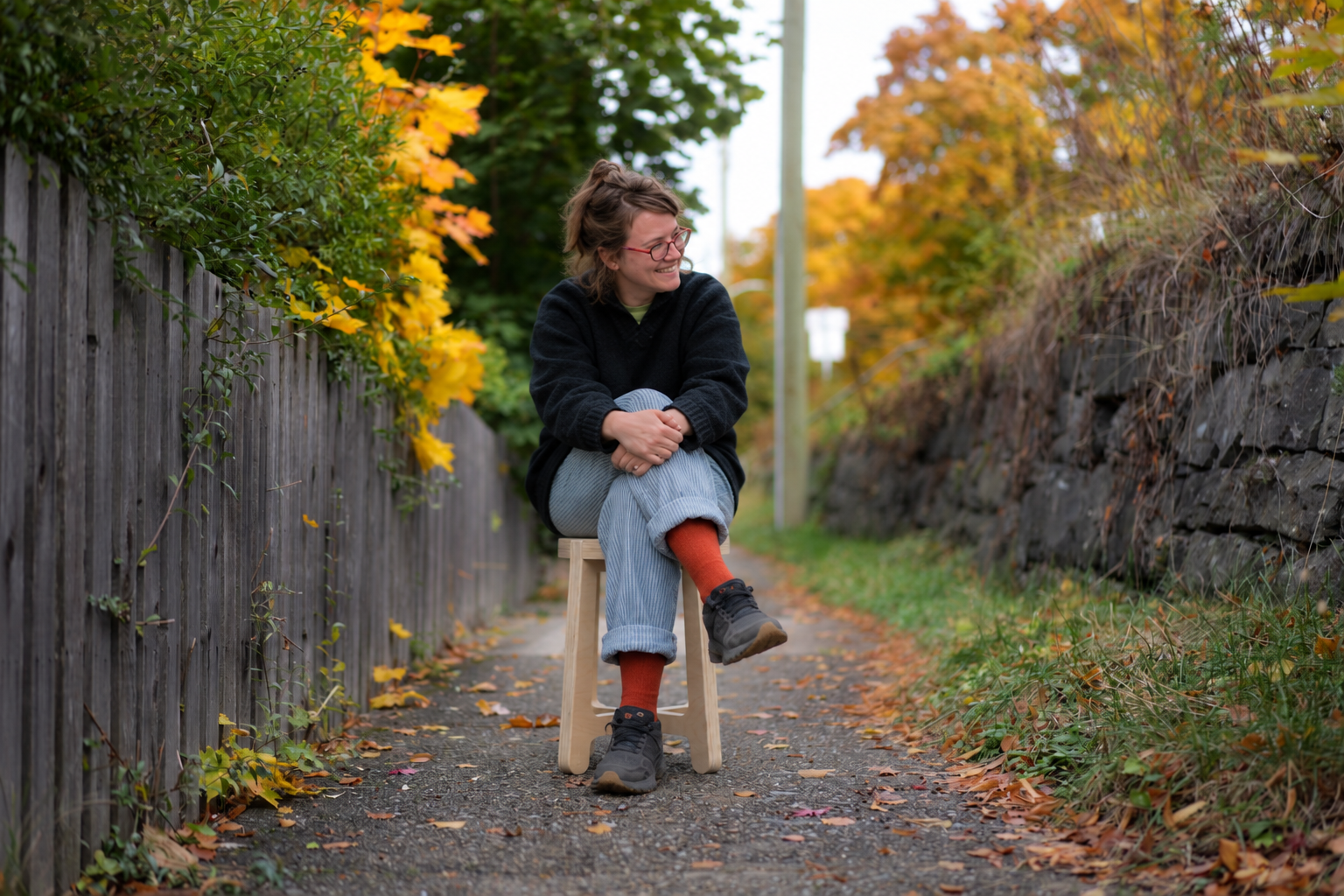 Autumn Alley Portrait on a Wooden Stool.png