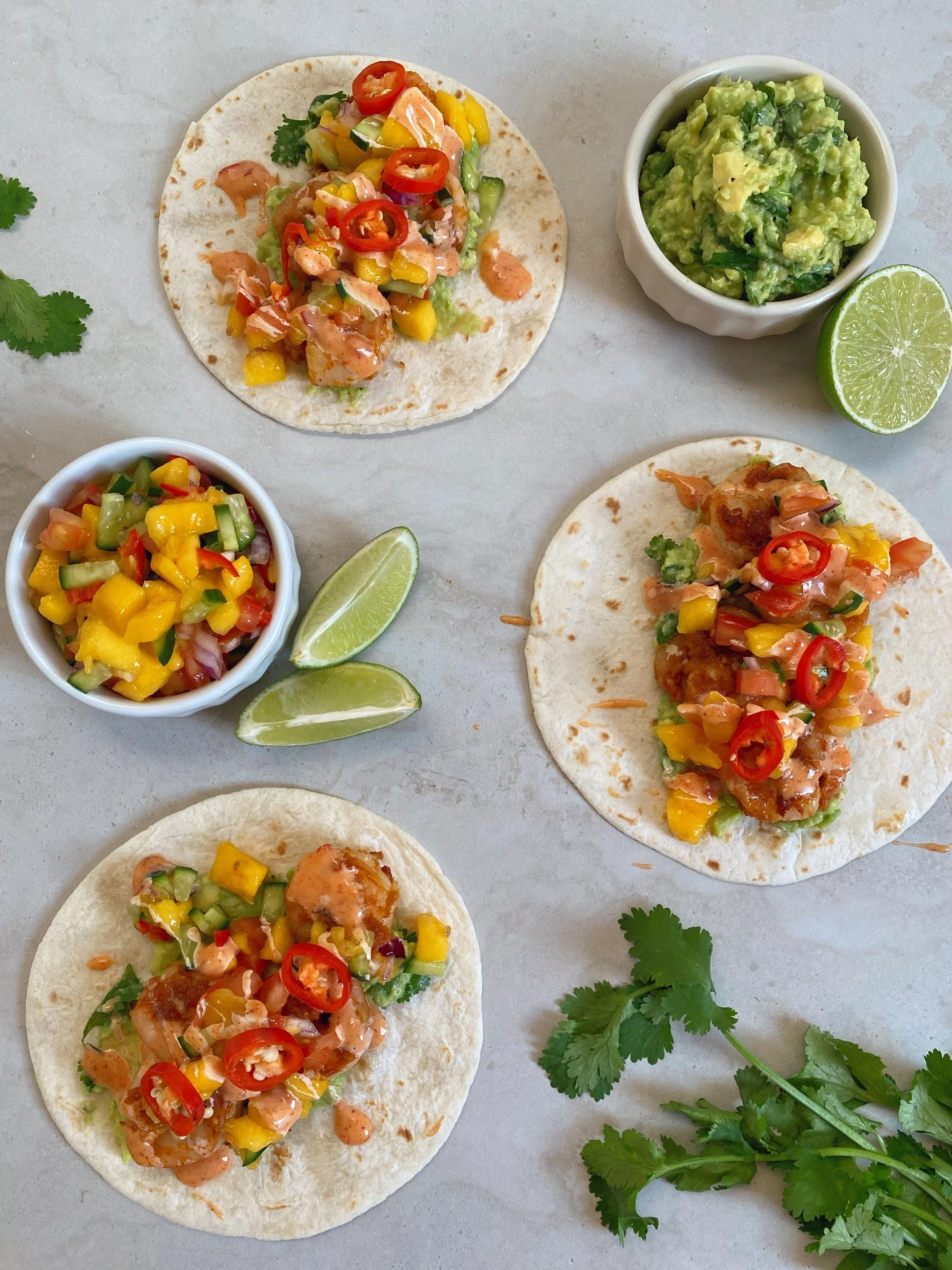 Prawn and Mango Salsa Tacos