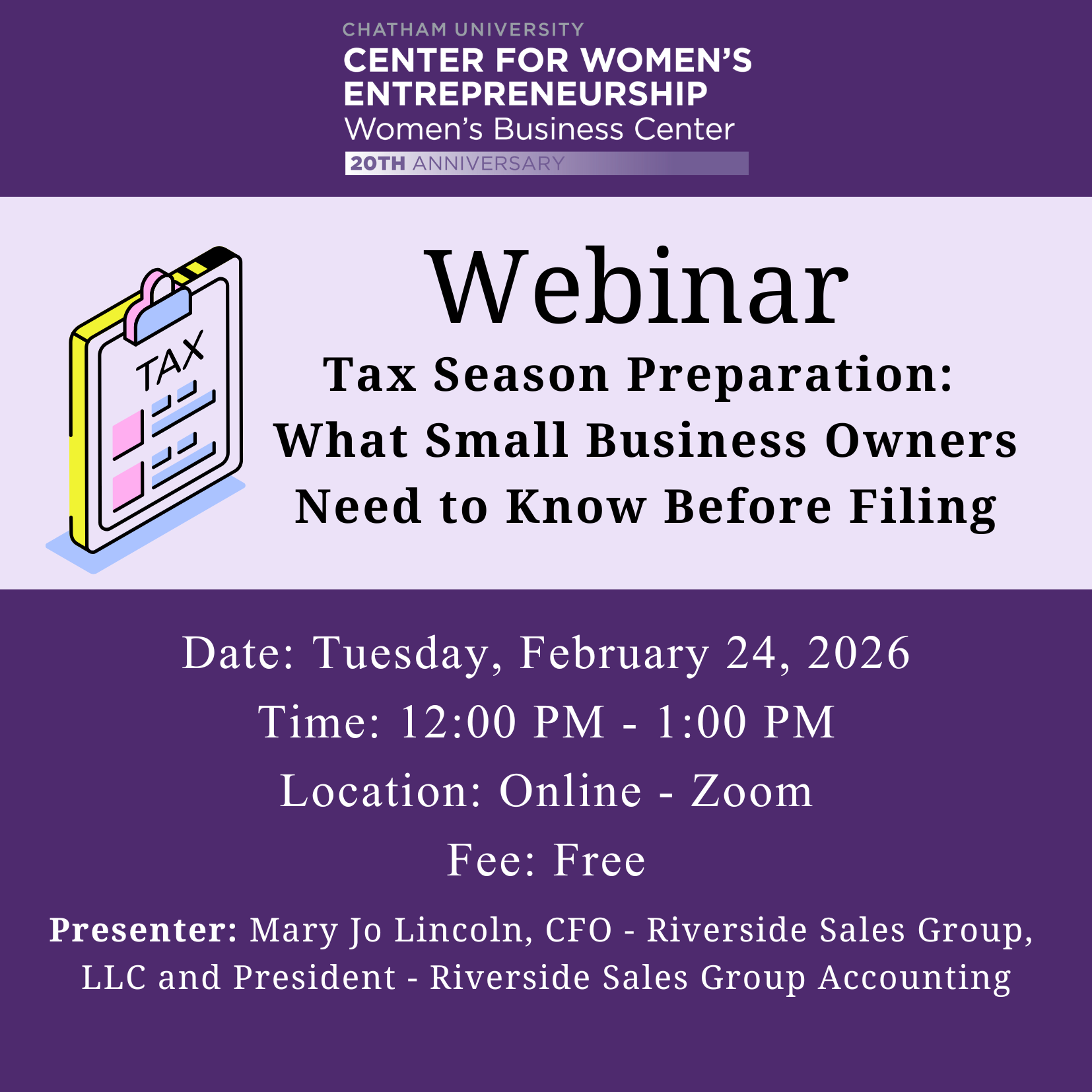 Webinar: Tax Season Preparation: What Small Business Owners Need to Know Before Filing