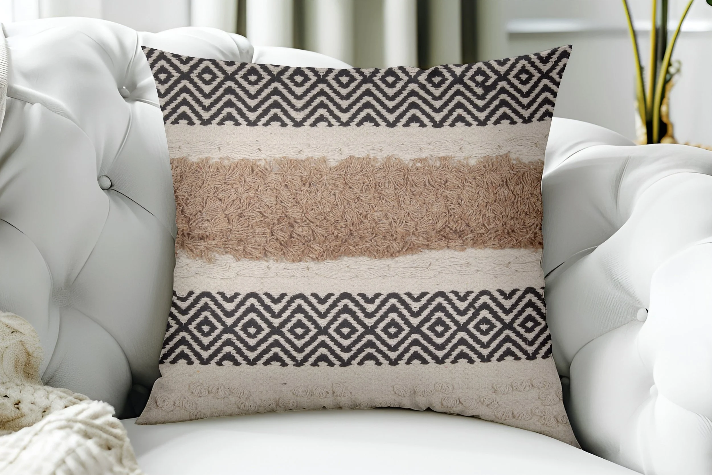 Boho Elegance Textured Cushion Cover 16x16