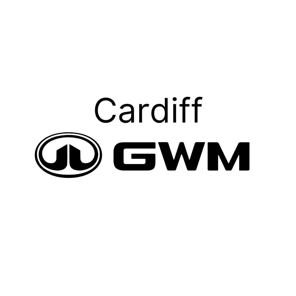 Black and white logo with the text 'Cardiff GWM' and a circular emblem containing a stylized letter 'J' and 'J' mirrored.