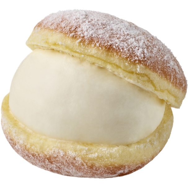 Fresh Milk Cream donut dusted with powdered sugar and filled with soft whipped milk cream
