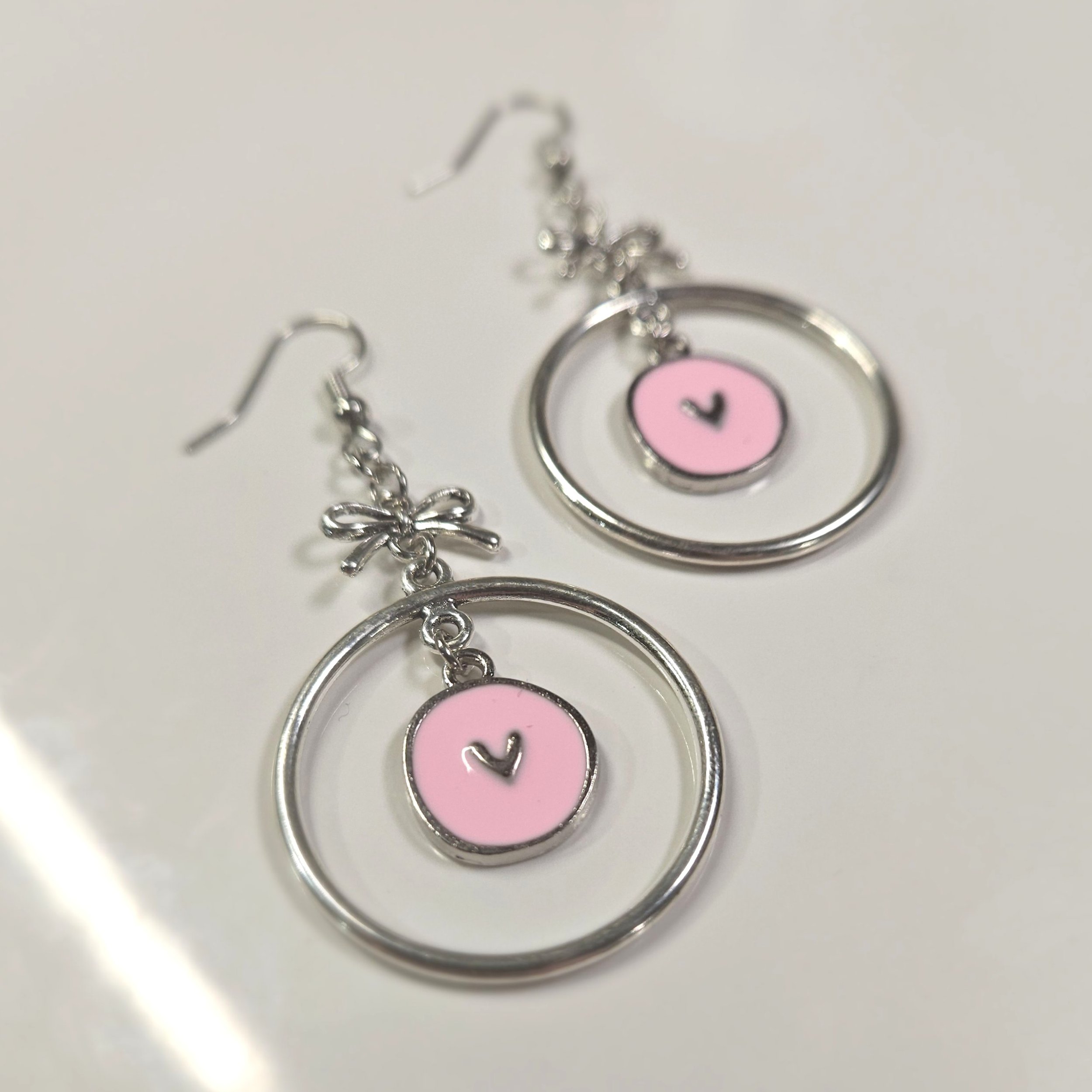 Pink Heart Statement Earrings