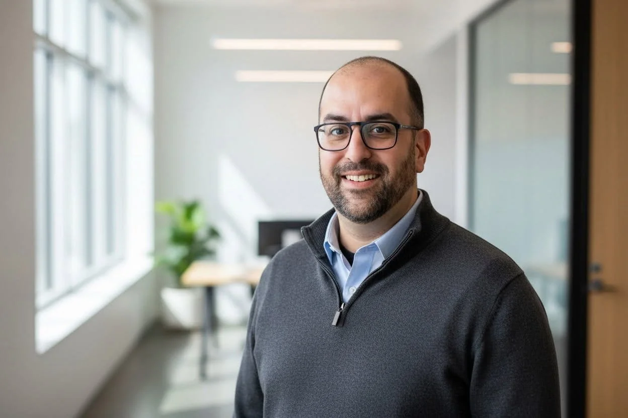 Dr. Aaron A. Gubi, licensed psychologist, standing in his Brooklyn Heights office
