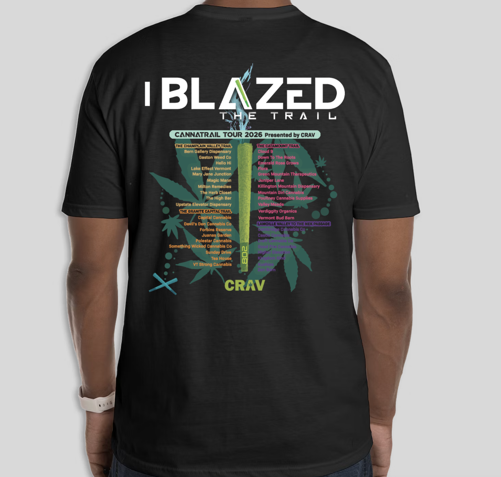 Upon redemption of the Cannatrail, pick up your exclusive cannatrail t-shirt! T-shirts available for those that have fully completed the cannatrail. 