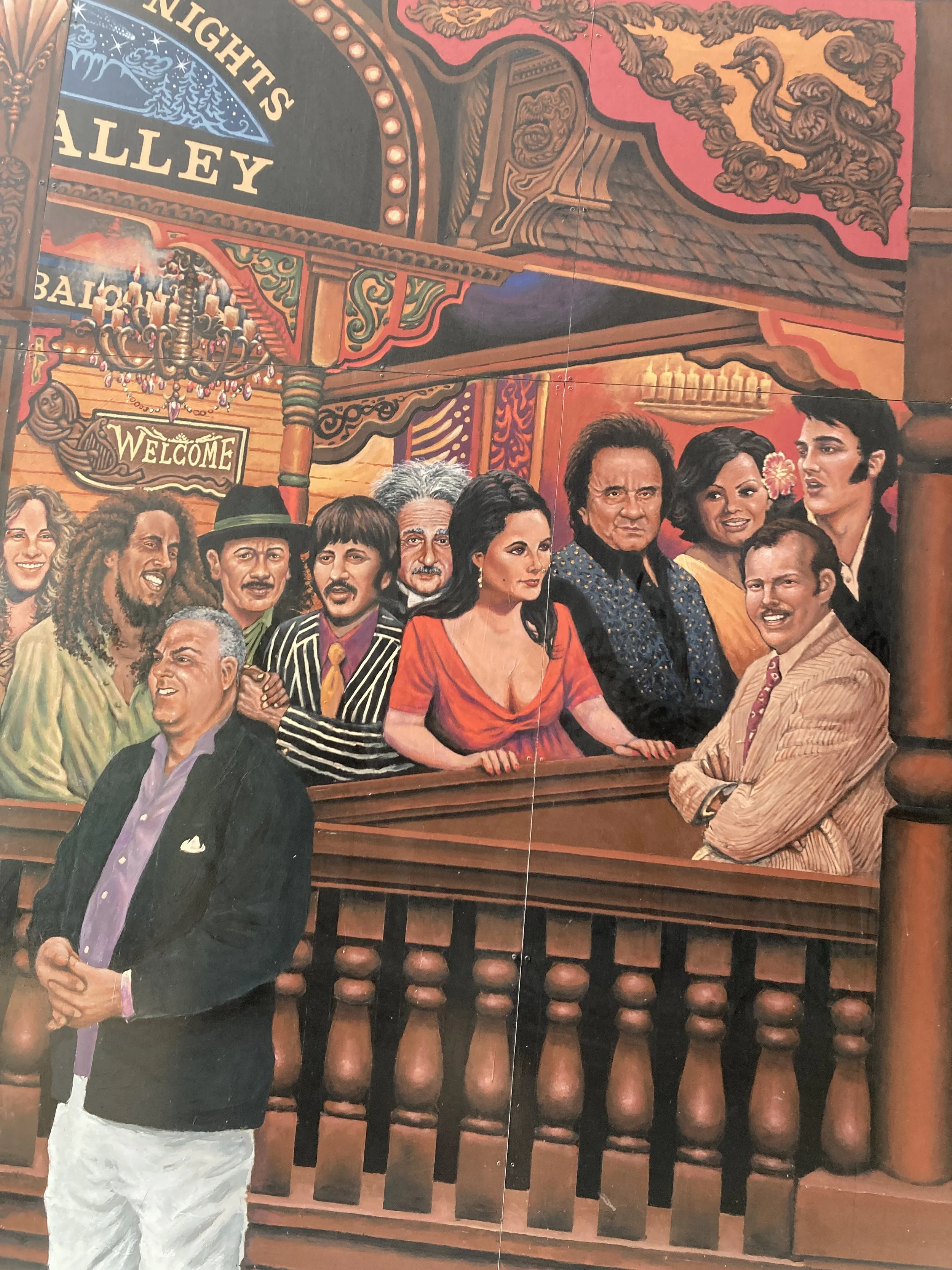 Detail of Jazz Alley, 2013, exterior paint on aluminum panel, full size of mural 20' x 60', located in Old Town Fort Collins, commissioned by Bohemian Co. 