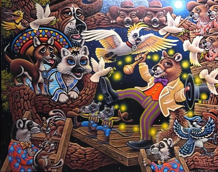 Charlie Dancing with Fireflies (2022) acrylic on canvas