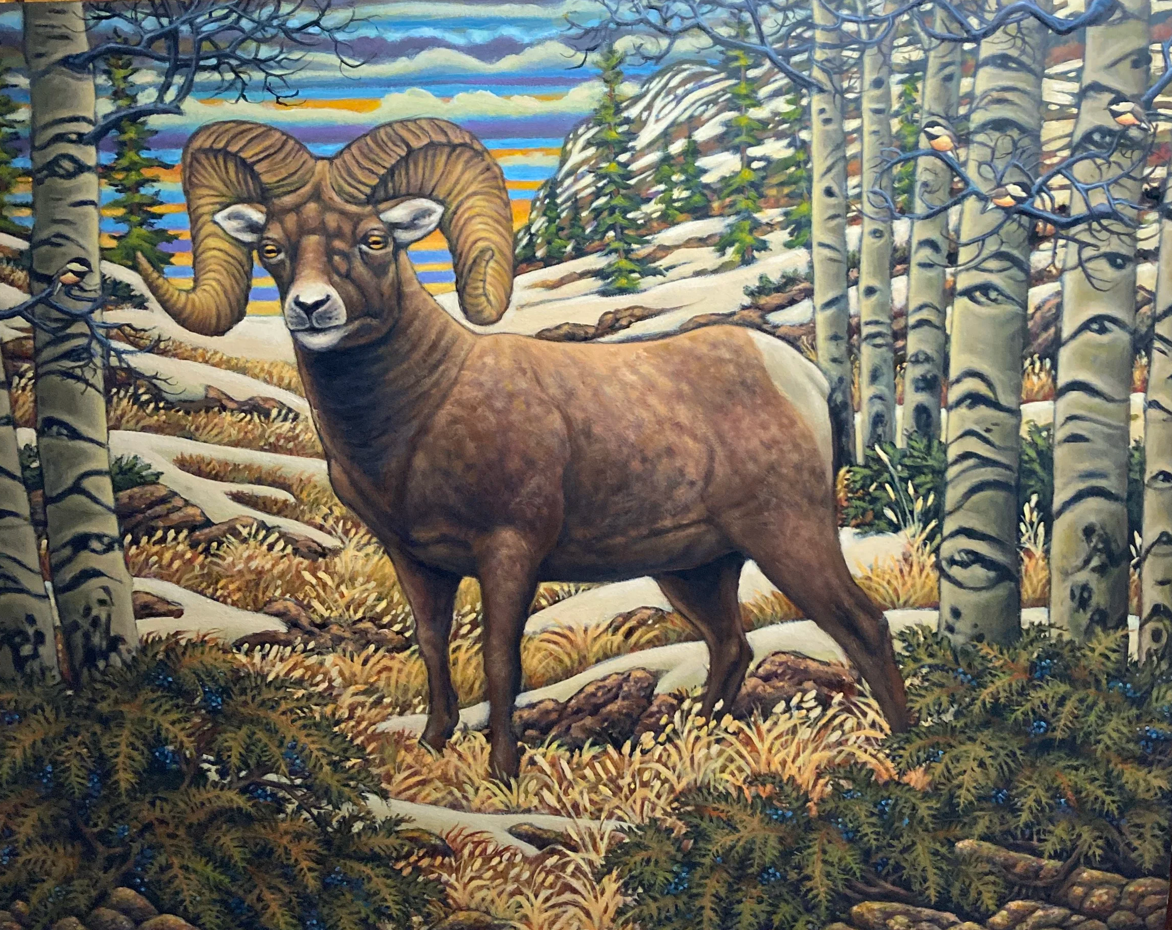 Winter Ram (2024) acrylic on canvas