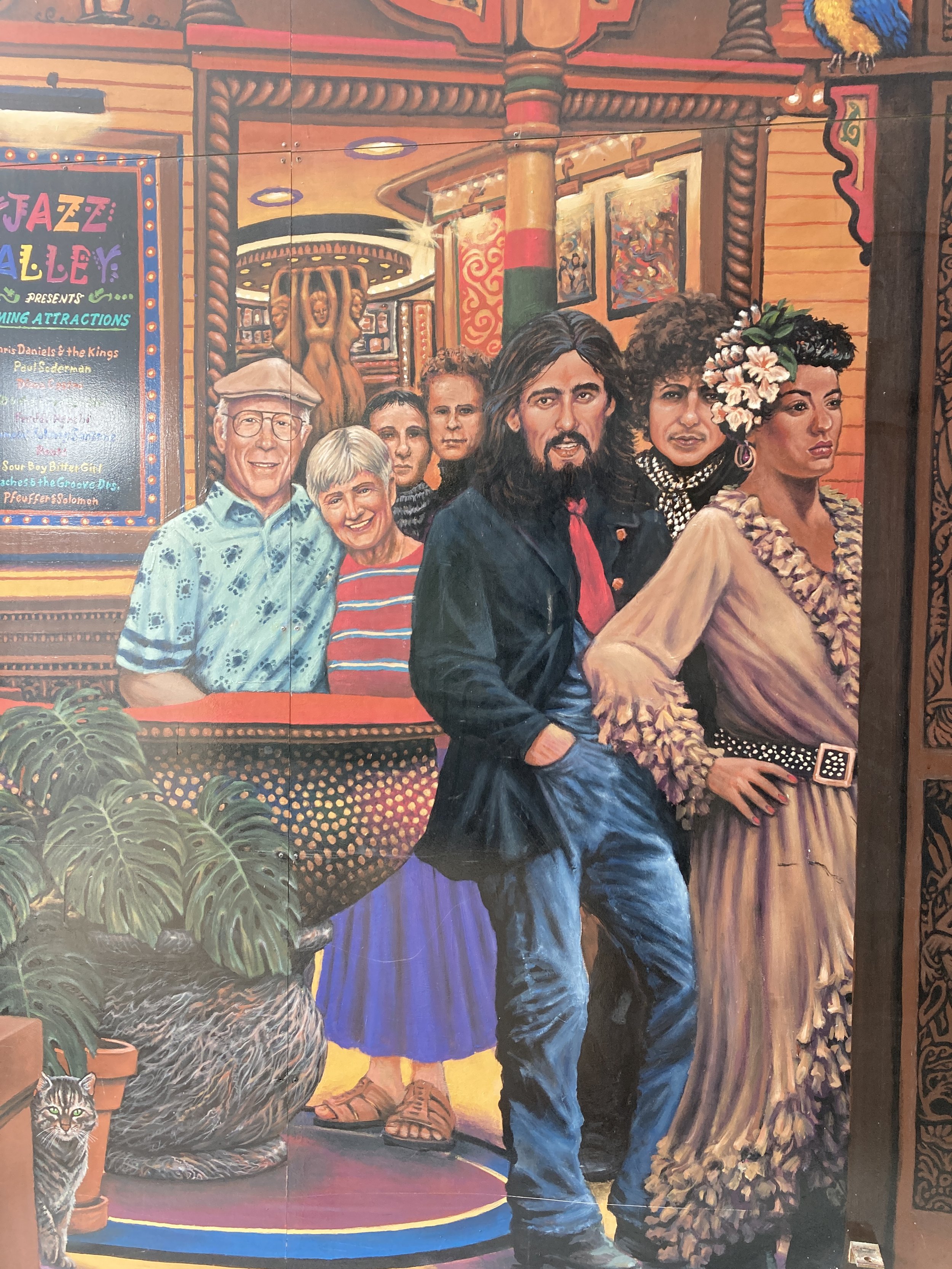 Detail of Jazz Alley, 2013, exterior paint on aluminum panel, full size of mural 20' x 60', located in Old Town Fort Collins, commissioned by Bohemian Co. 