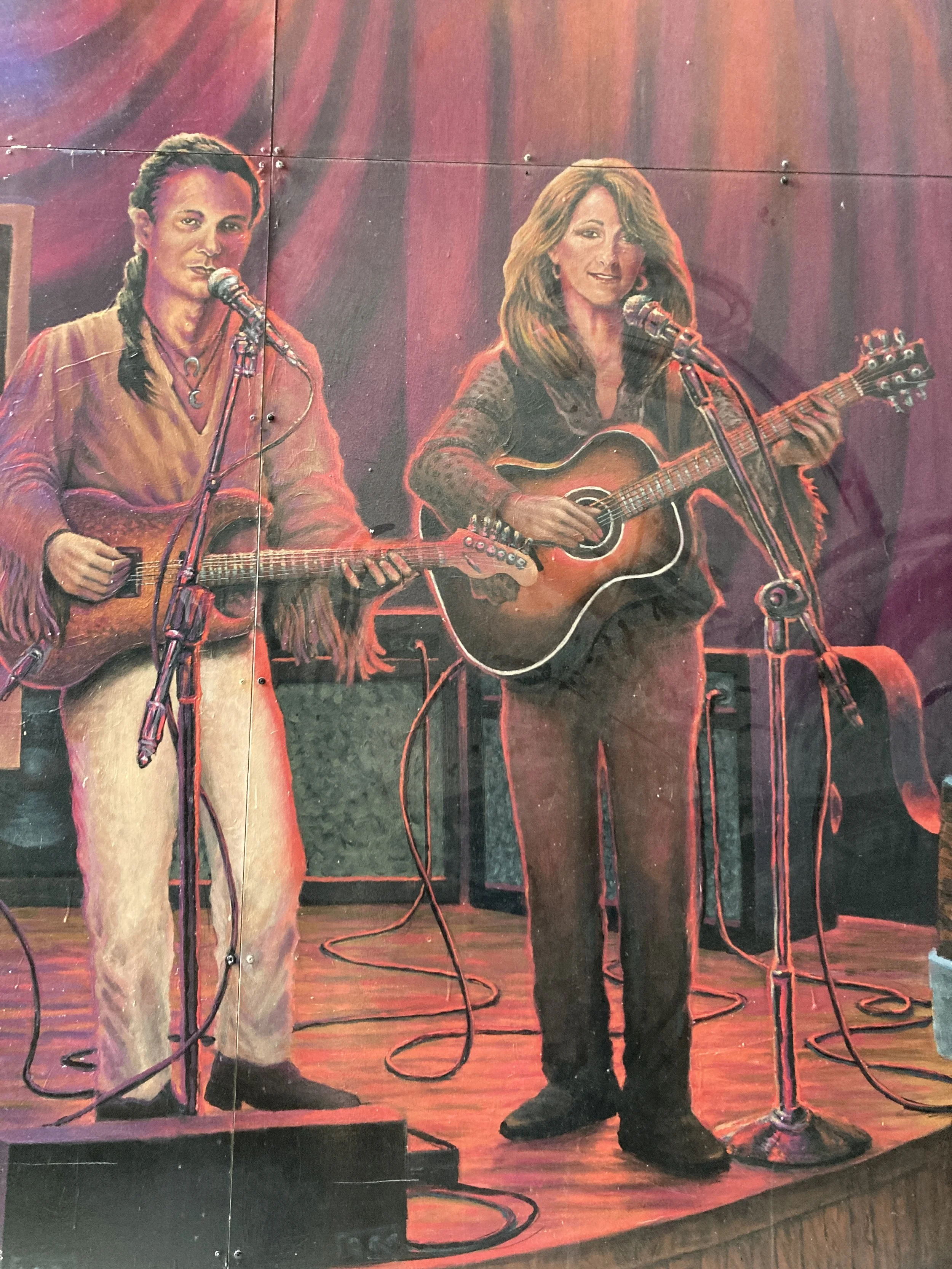 Detail of Jazz Alley, 2013, exterior paint on aluminum panel, full size of mural 20' x 60', located in Old Town Fort Collins, commissioned by Bohemian Co. 