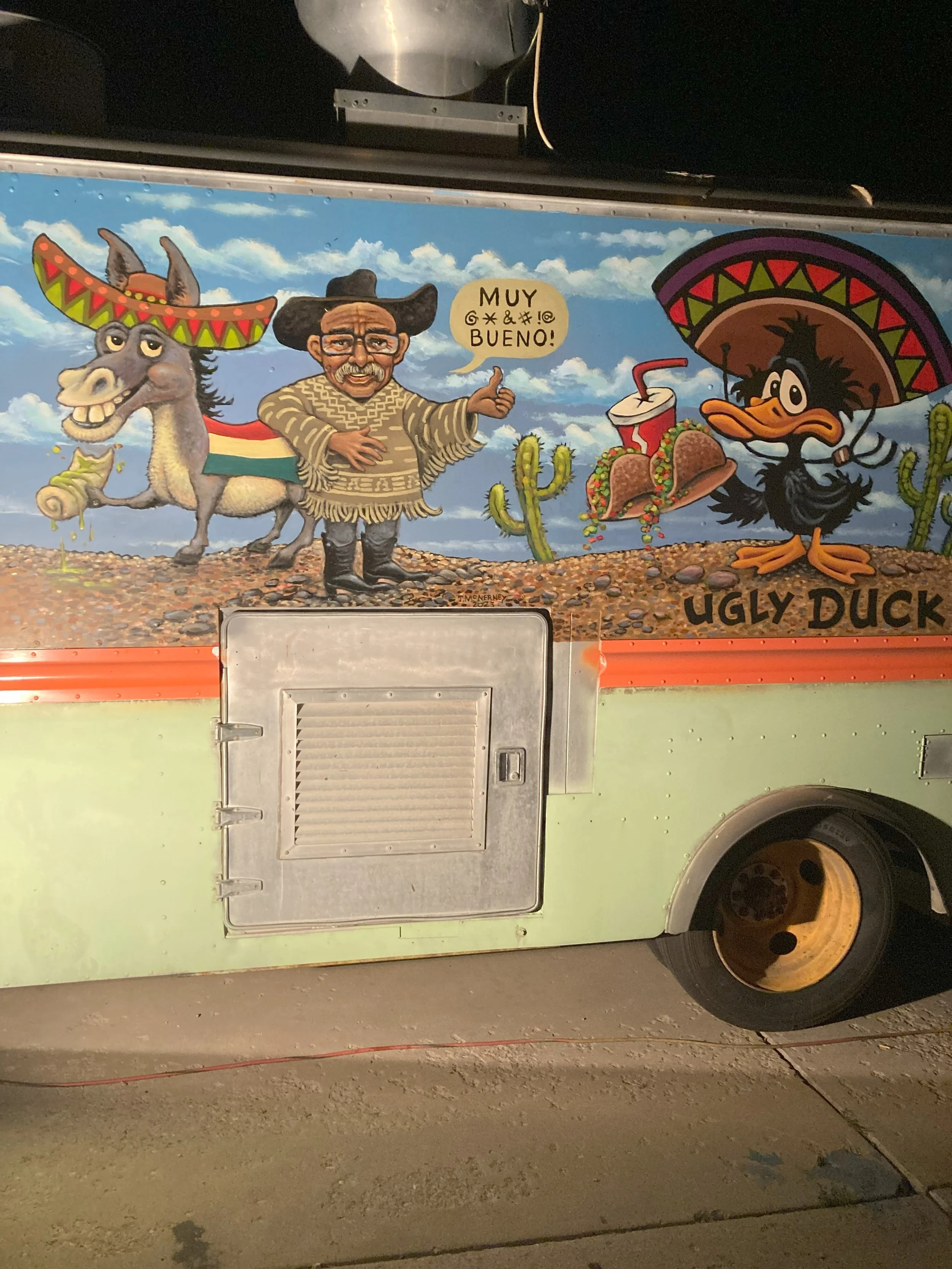 Ugly Duck Food Truck, 2022, exterior acrylic paint on truck, 10' x 15', commissioned by business owner