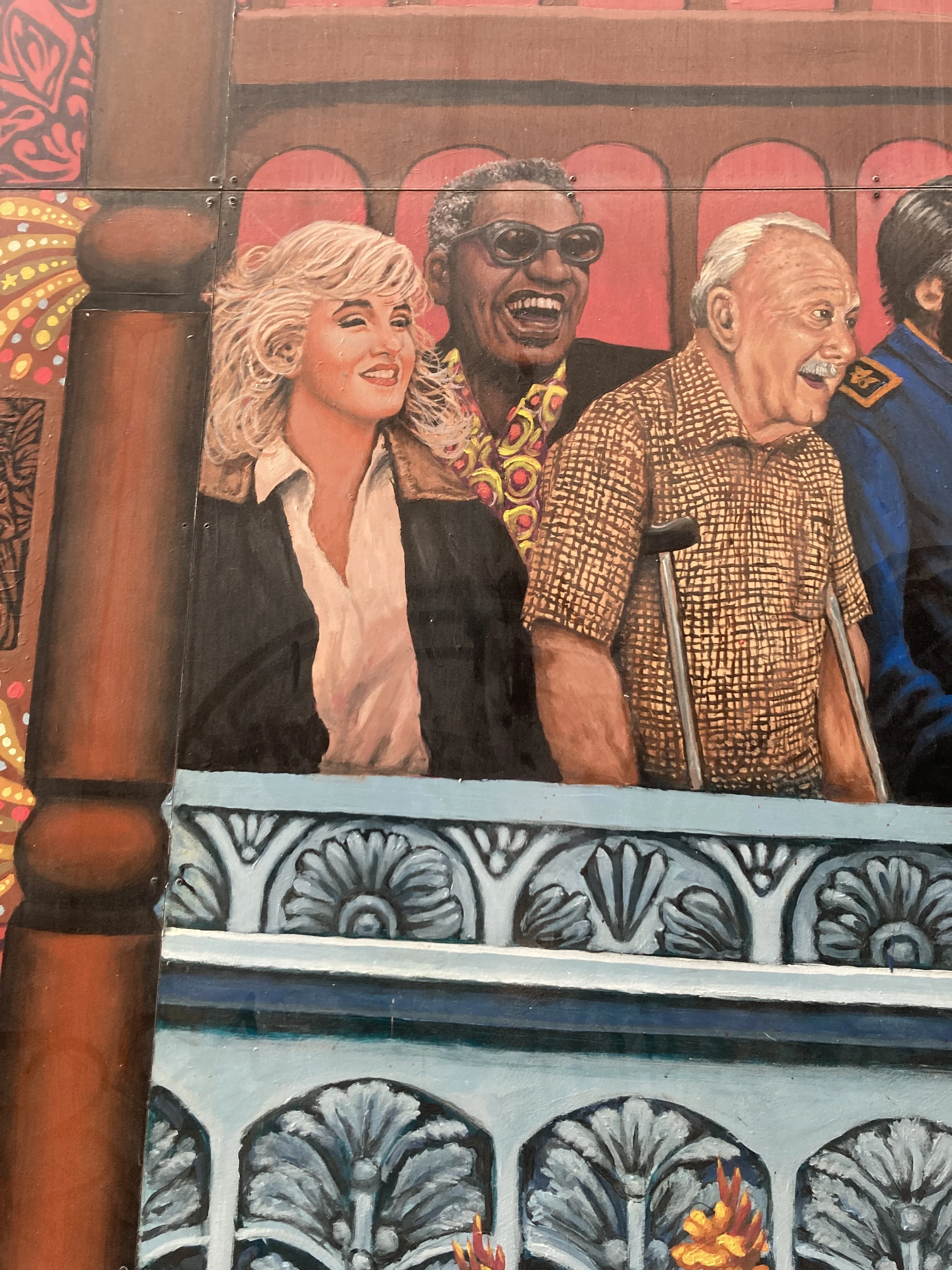 Detail of Jazz Alley, 2013, exterior paint on aluminum panel, full size of mural 20' x 60', located in Old Town Fort Collins, commissioned by Bohemian Co. 