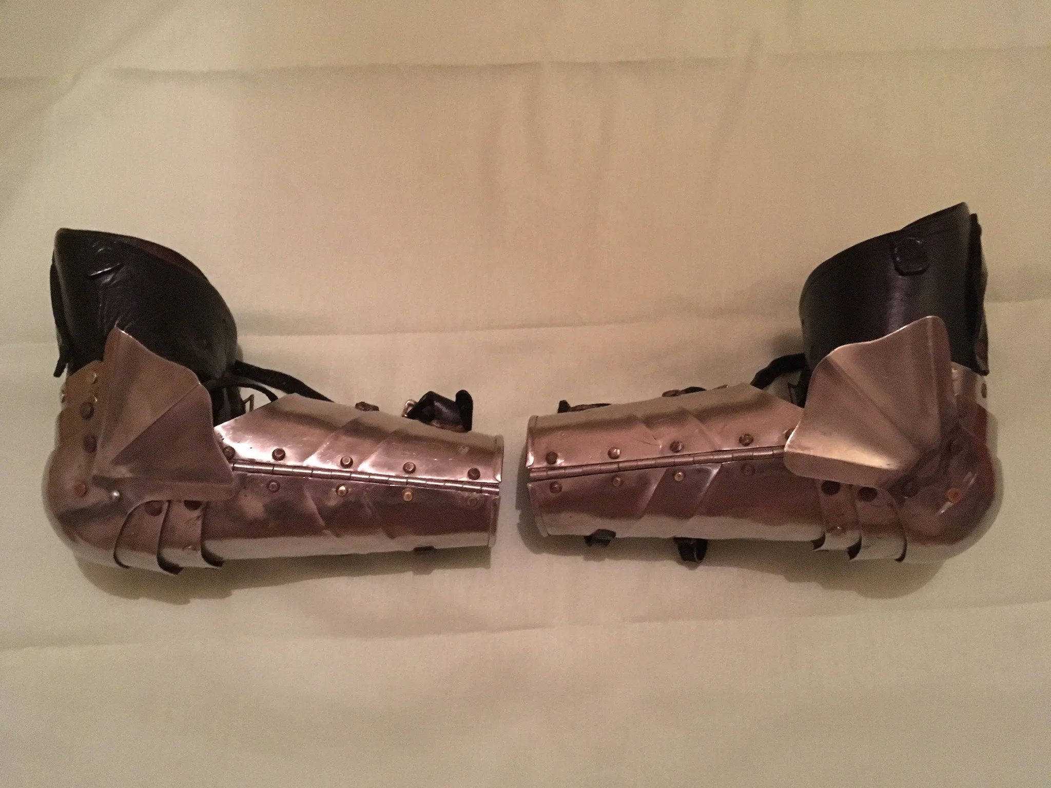 Gothic fluted arms - cleaned out the mold, re-dyed the leather, polished the metal.