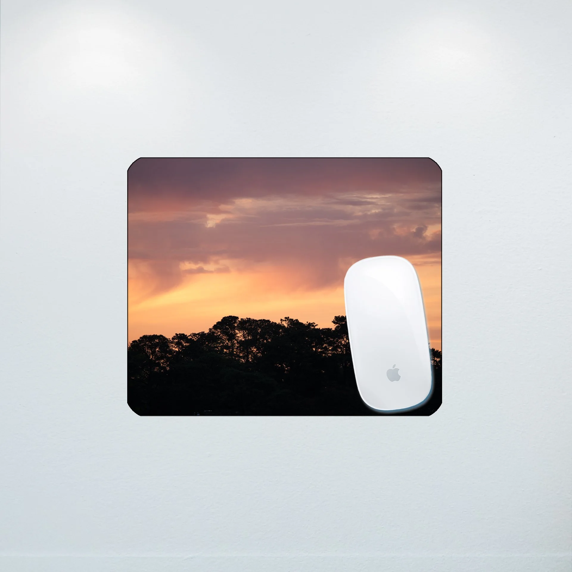 1:10 Orange & Gold Sunrise Sky Behind Trees- Mouse Pad.jpg