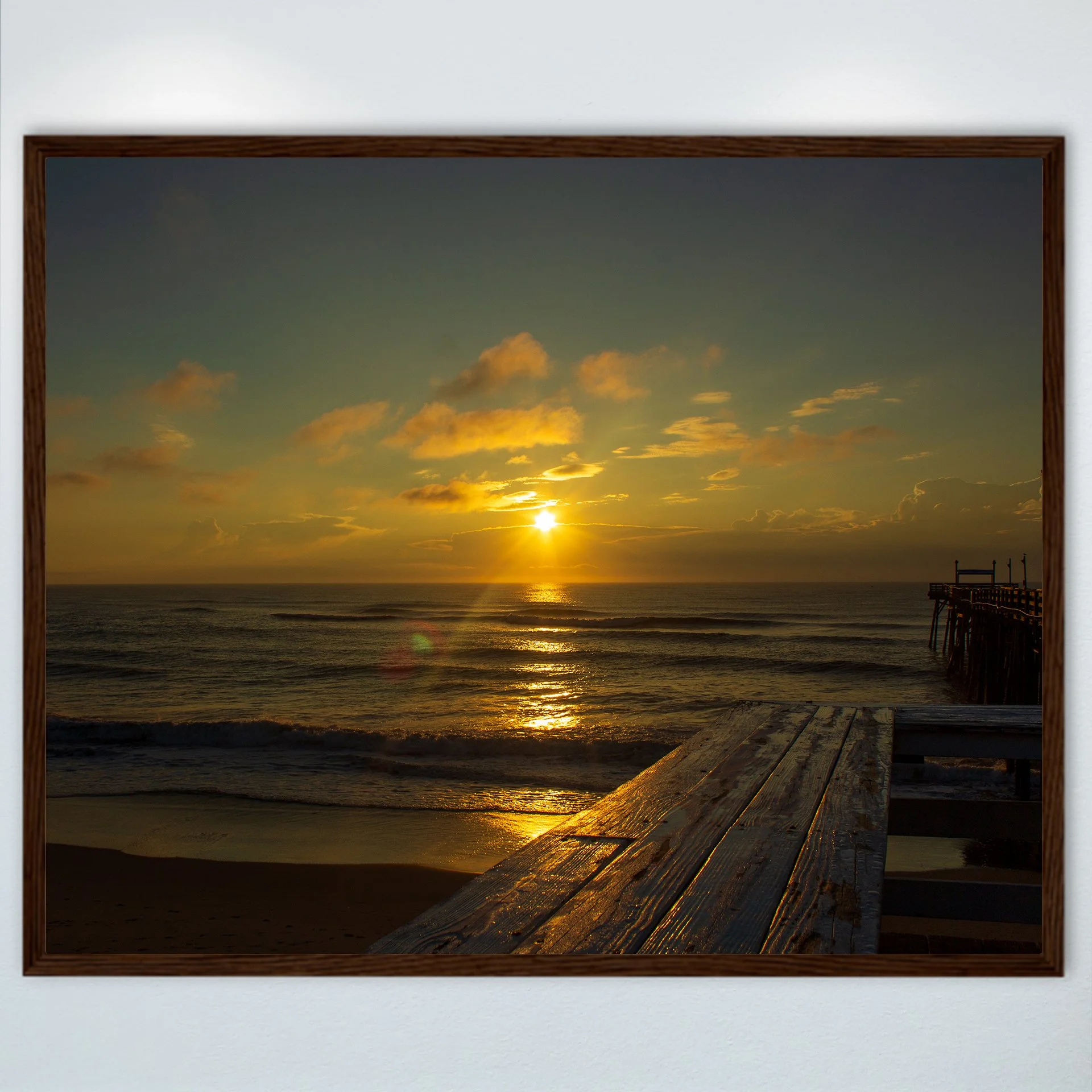 1:1 Sunrise Flare Reflection off Rodanthe Pier (Landscape)- Wood.jpg