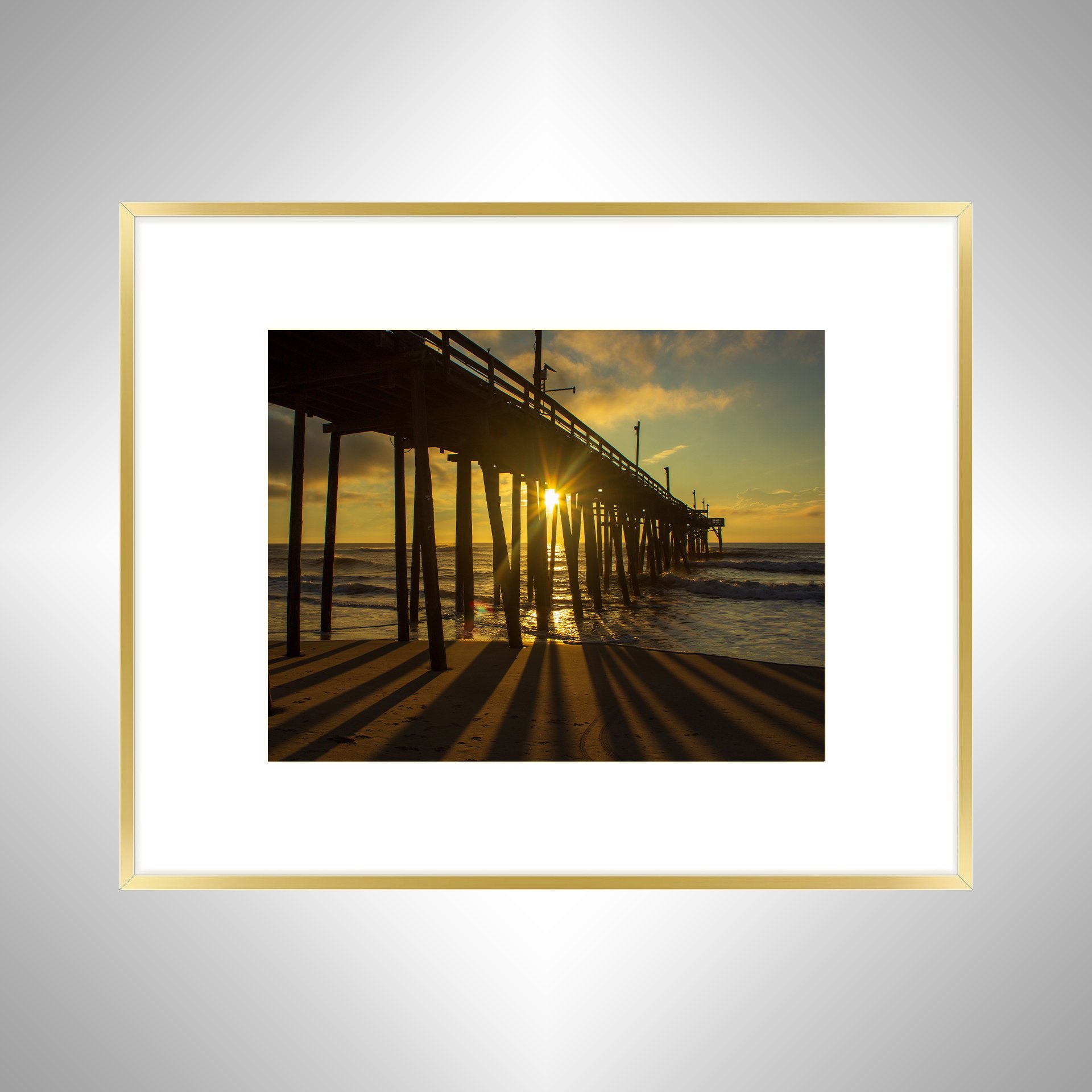 1:1 Sun Flare thru Rodanthe Pier- Gold w: Border.jpg