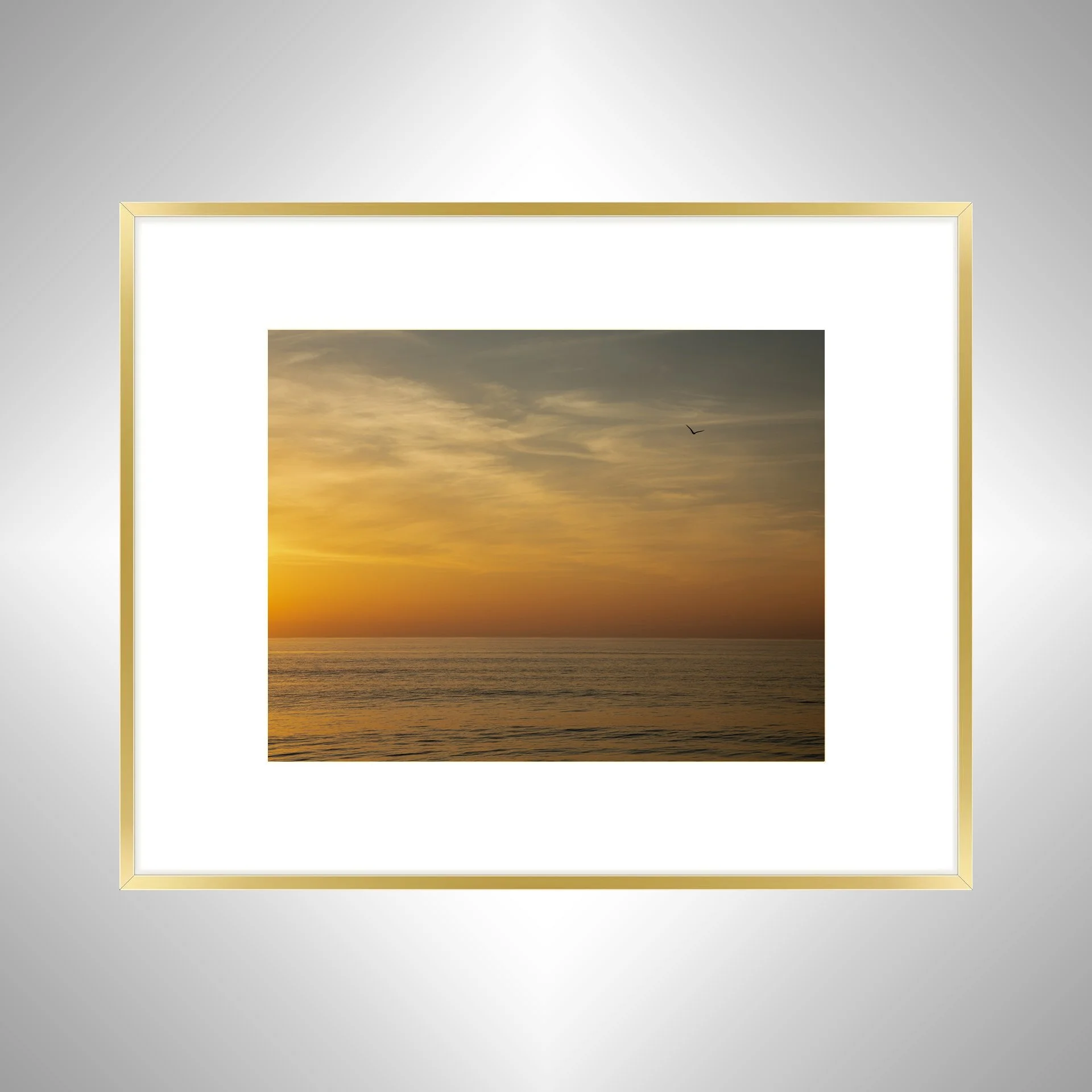 1:1 Orange Sunrise with Seagull in Duck, NC- Gold w: Border.jpg