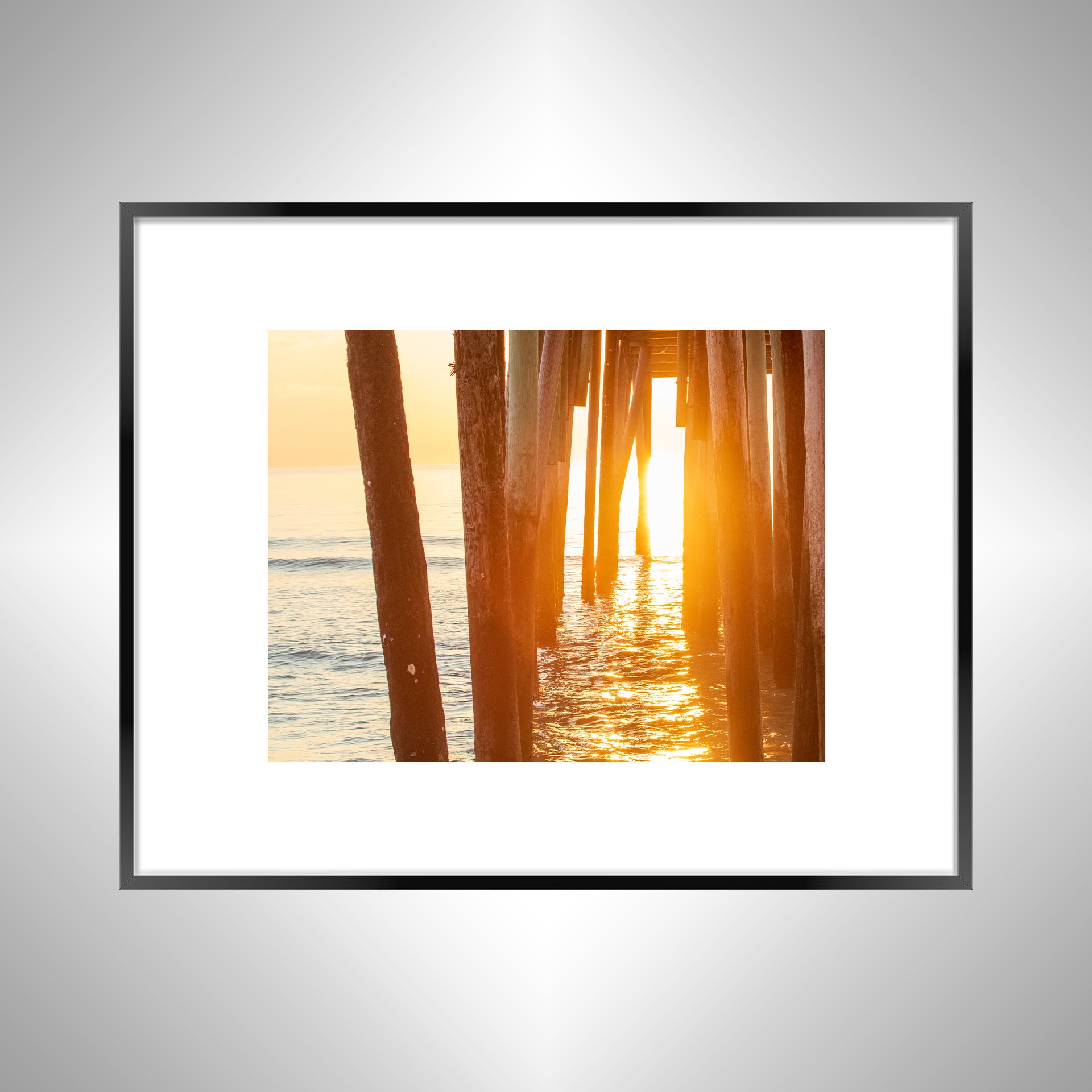 1:1 Rodanthe Pier Sunrise Glare- Black w: Border.jpg