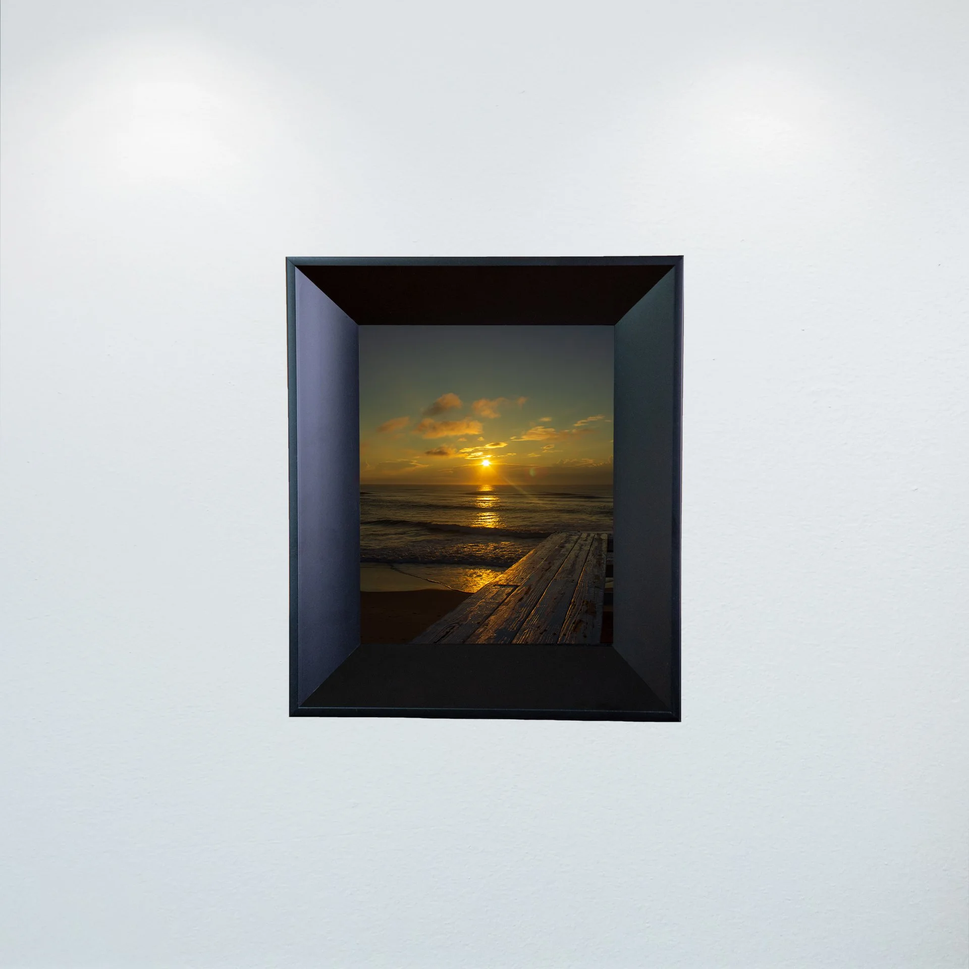 1:1 Sunrise Flare Reflection off Rodanthe Pier (Portrait)- Mini.jpg