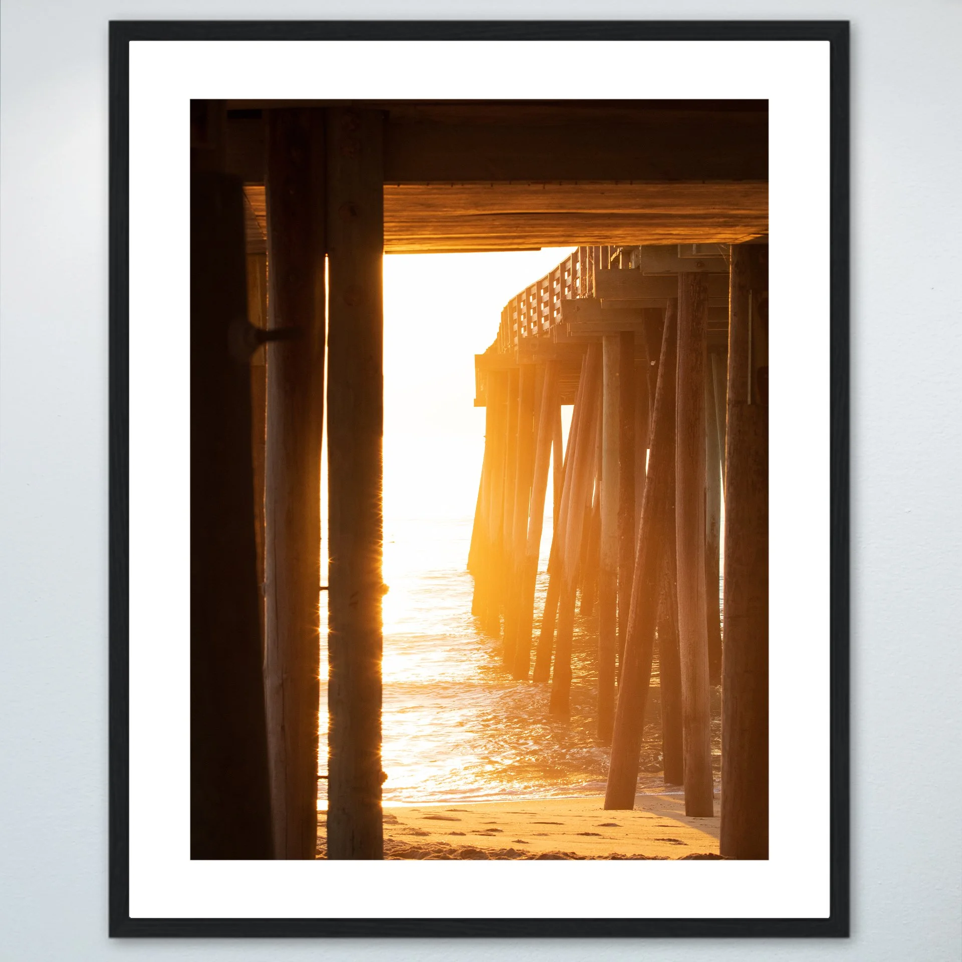 1:1 Rodanthe Pier Sunrise Sparkles- Wood w: Border.jpg