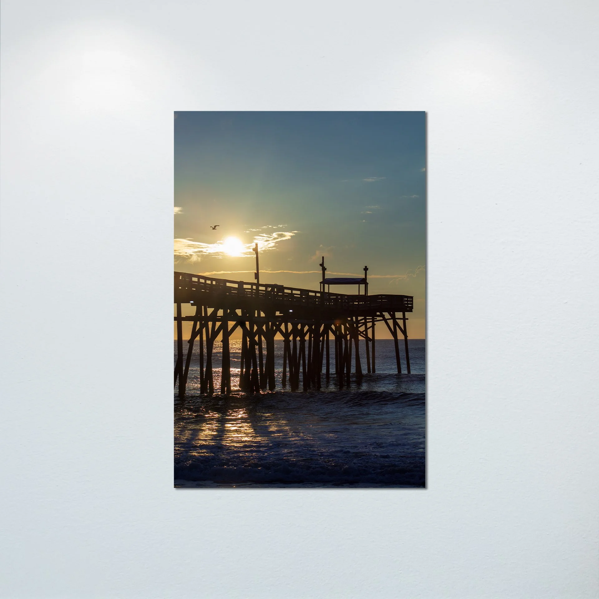 1:1 Rodanthe Pier Sunrise with Seagull- Poster & Canvas.jpg