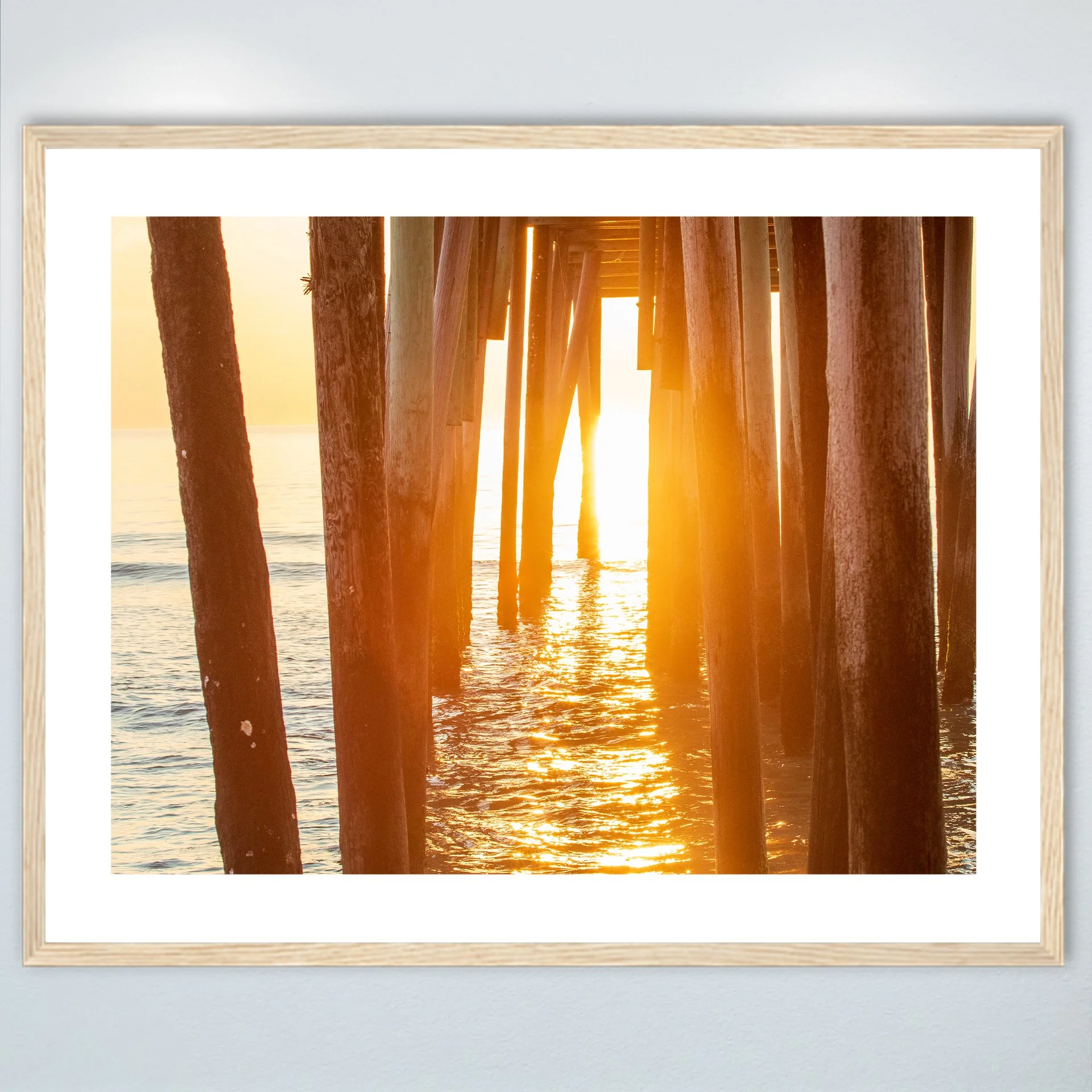 1:1 Rodanthe Pier Sunrise Glare- Wood w: Border.jpg