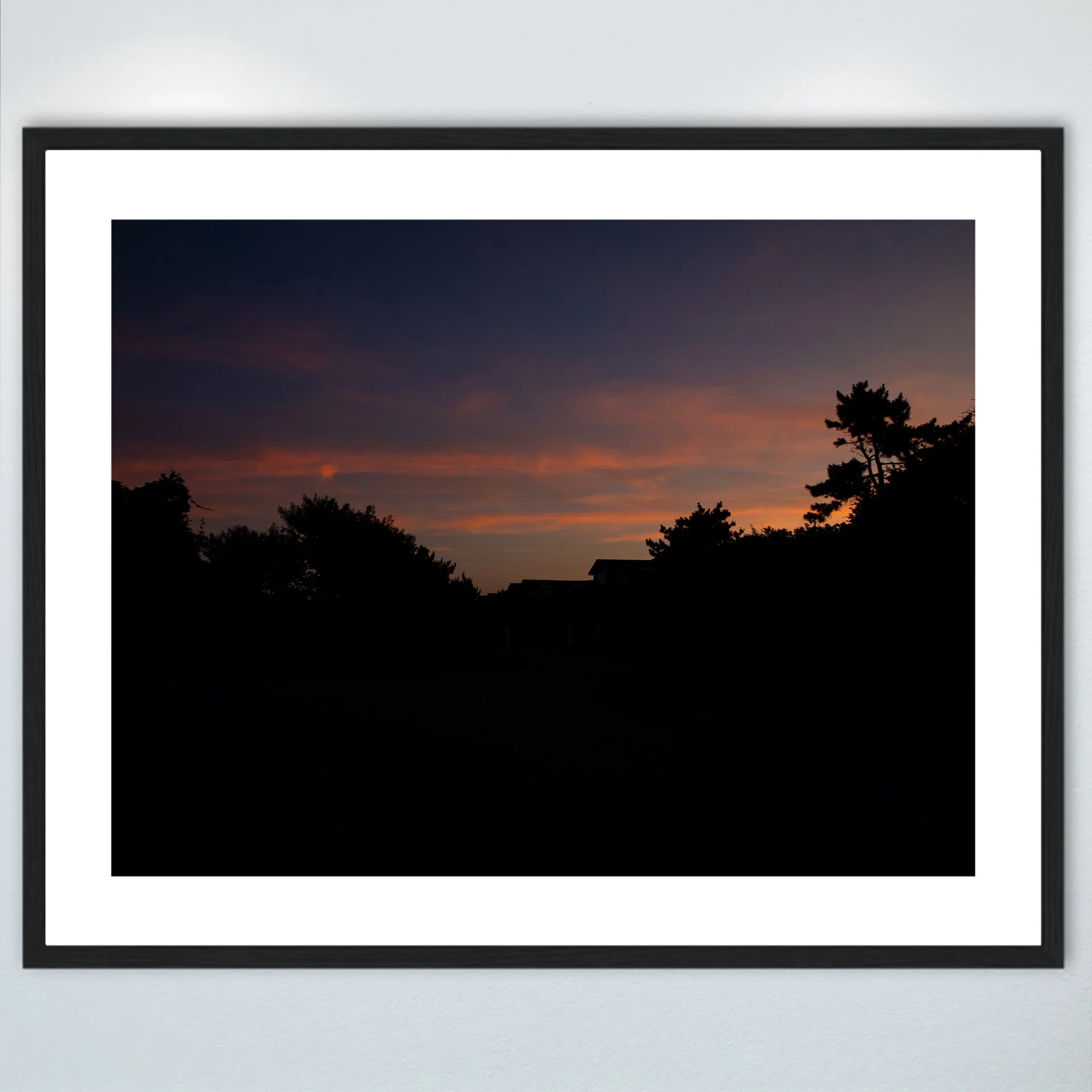 1:10 Sunrise Behind Houses (Landscape)- Wood w: Border.jpg
