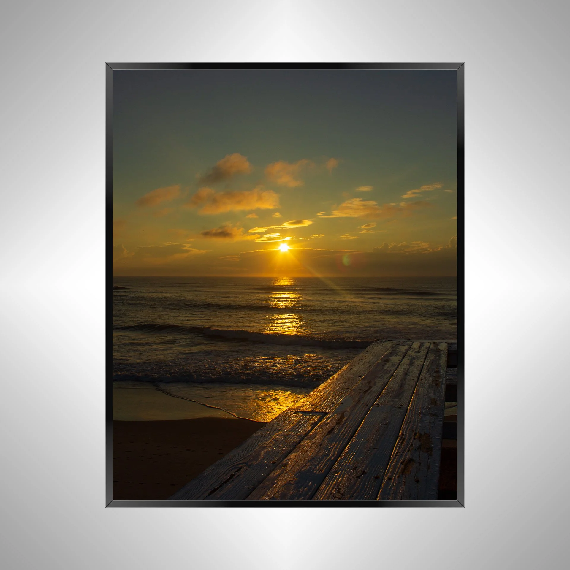 1/1 Sunrise Flare Reflection off Rodanthe Pier (Portrait)
