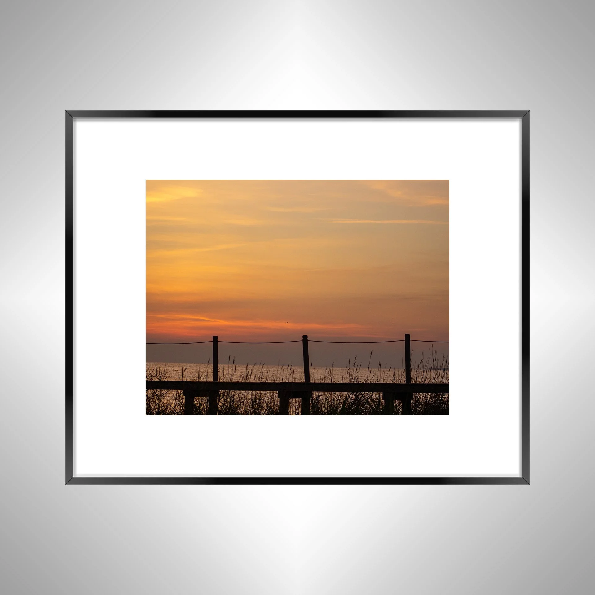 1:1 Sound Sunset with Seagull, Pier and Oats- Black w: border.jpg