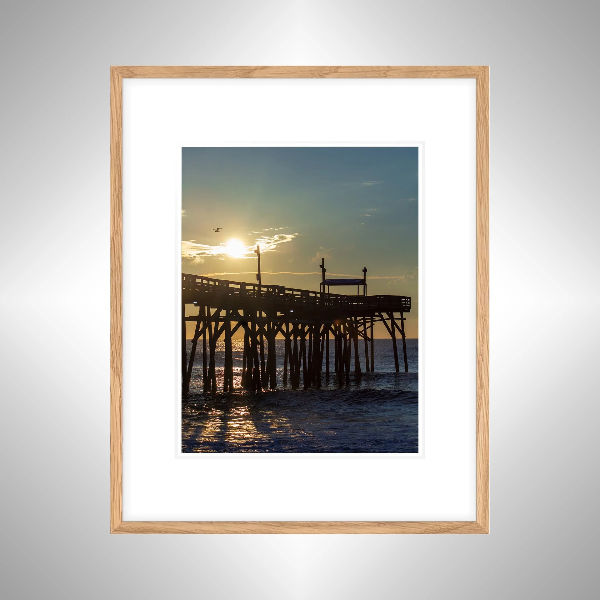 1:1 Rodanthe Pier Sunrise with Seagull- White w: Border copy NATTY.jpg