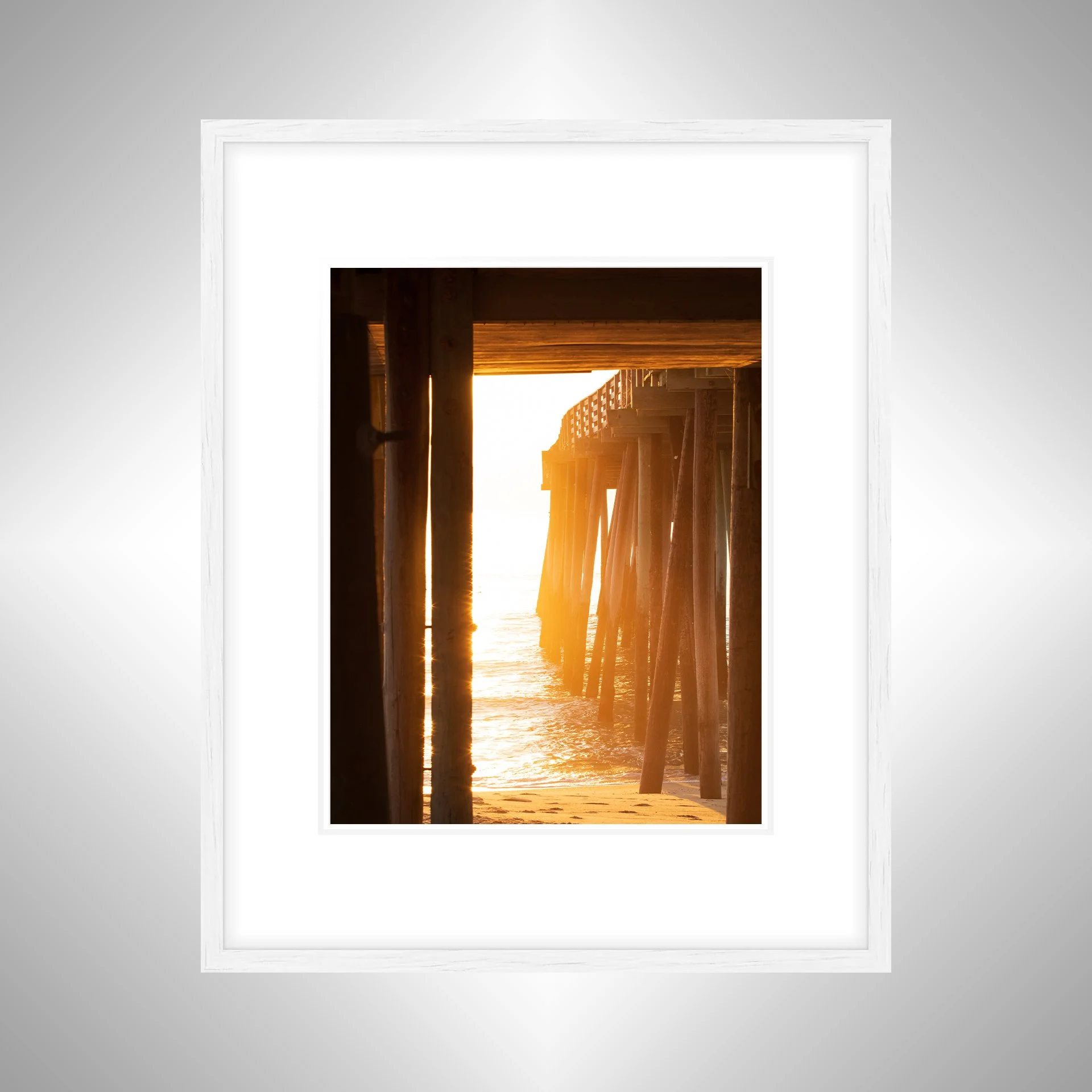 1:1 Rodanthe Pier Sunrise Sparkles- White w: Border.jpg