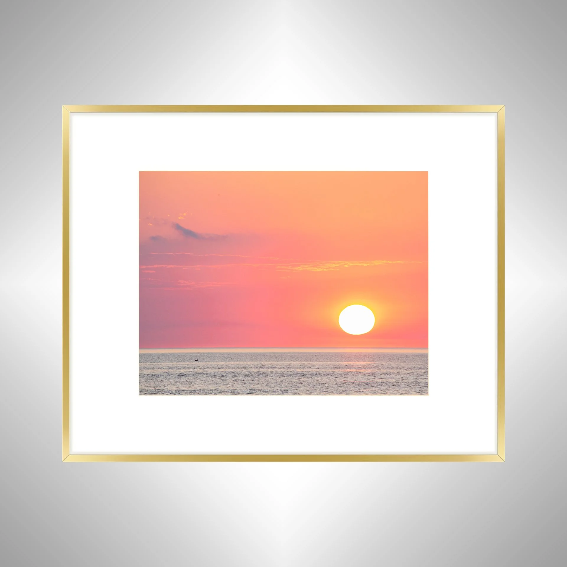 1:1 Pelican Watching Sunrise (Landscape)- Gold w: Border.jpg